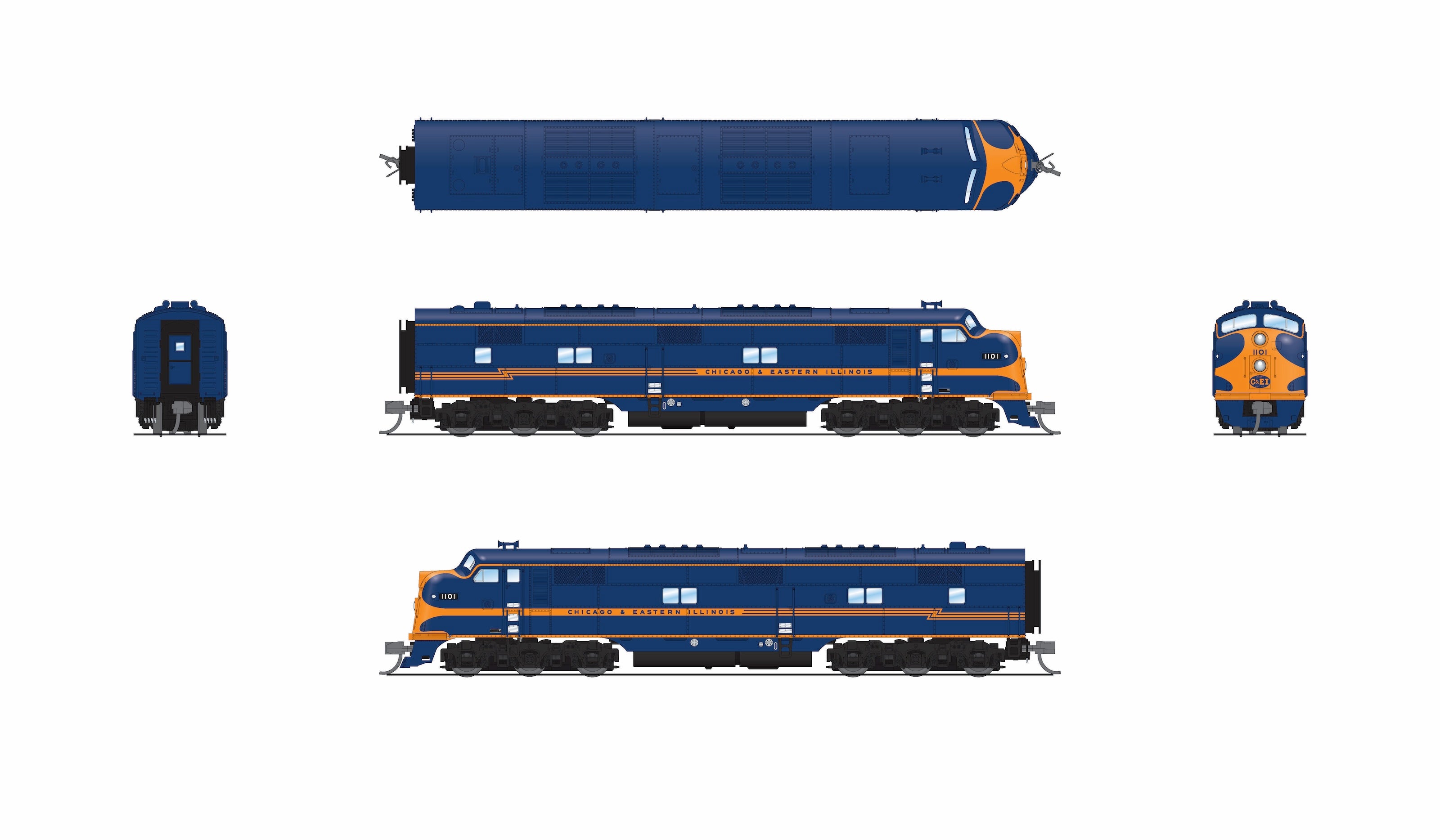 10250 EMD E7A, C&EI 1100, Blue & Orange, Paragon4 Sound/DC/DCC, N (Pioneer Trains Exclusive)