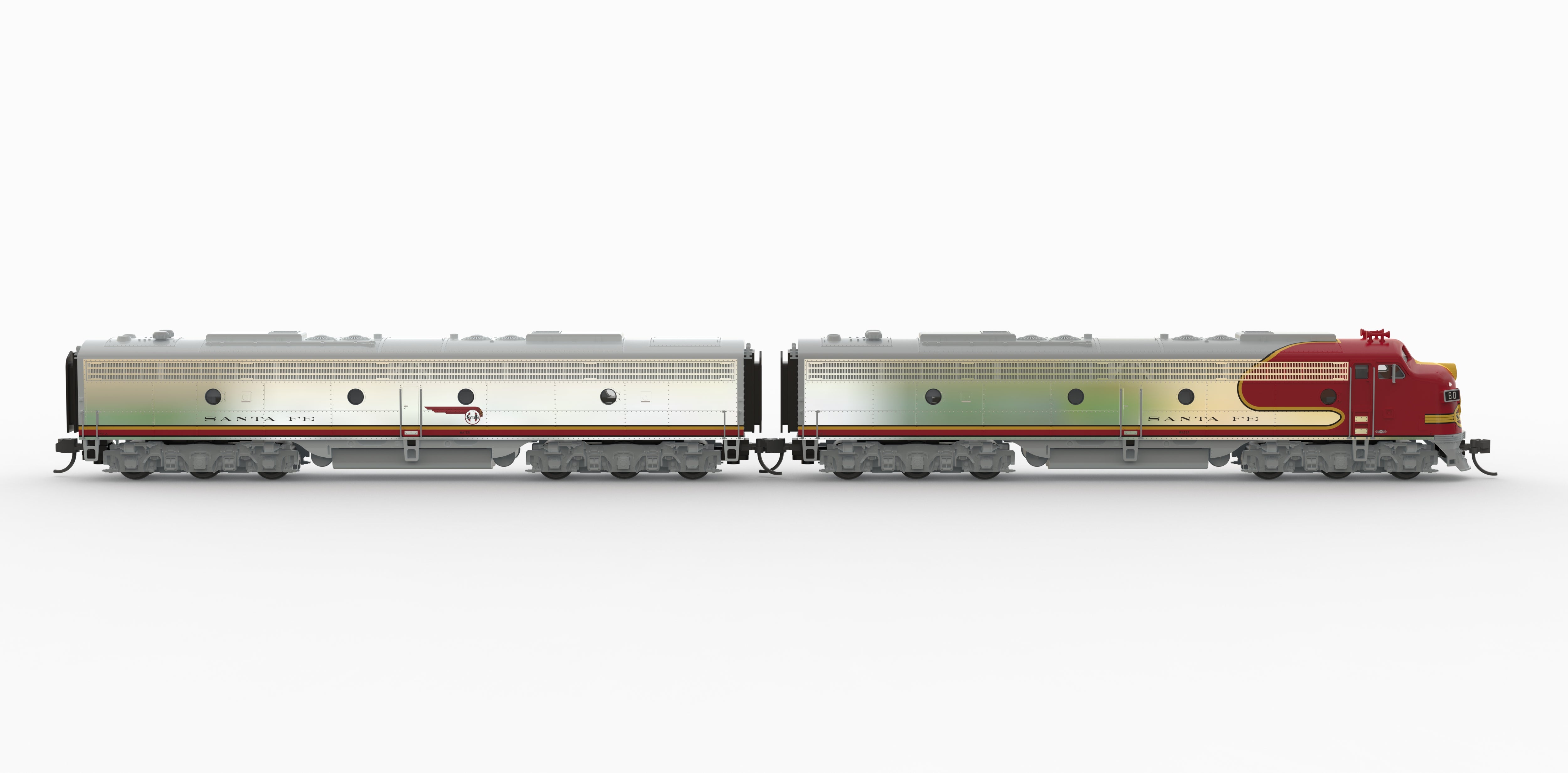 10280 EMD E8 A/B Set, ATSF 80L / 80A,1950's Appearance, A-unit Paragon4 Sound/DC/DCC, Unpowered B, N