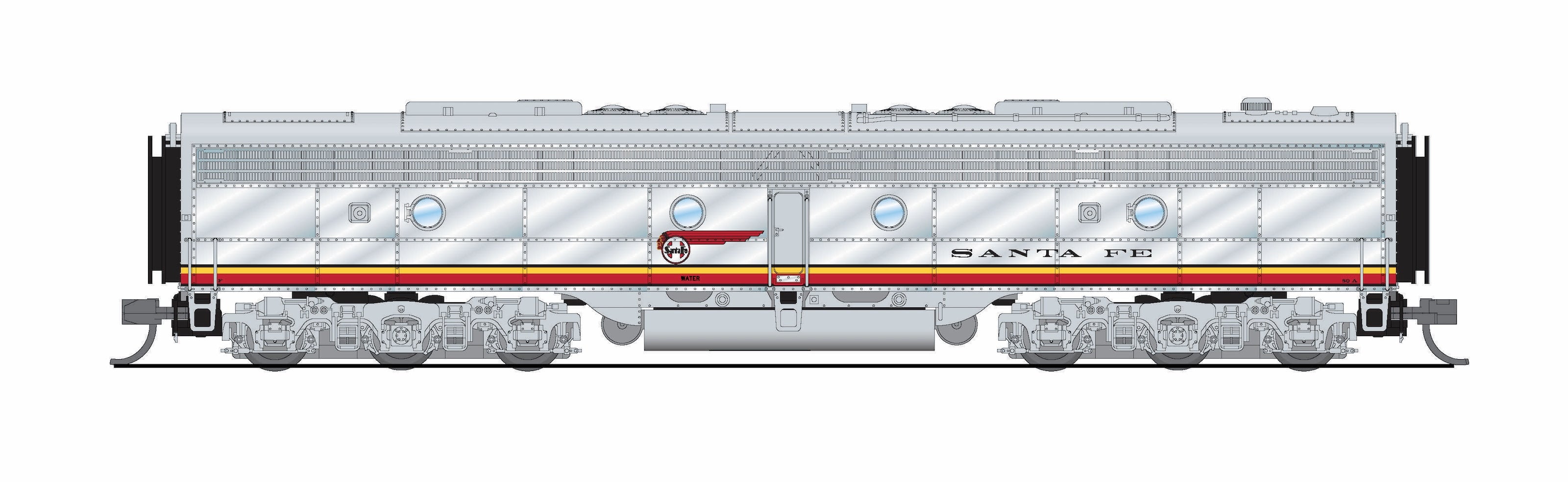 10283 EMD E8 A/B Set, ATSF 80L / 80A, 1950's Appearance, A-unit No-Sound / DCC-Ready, Unpowered B, N