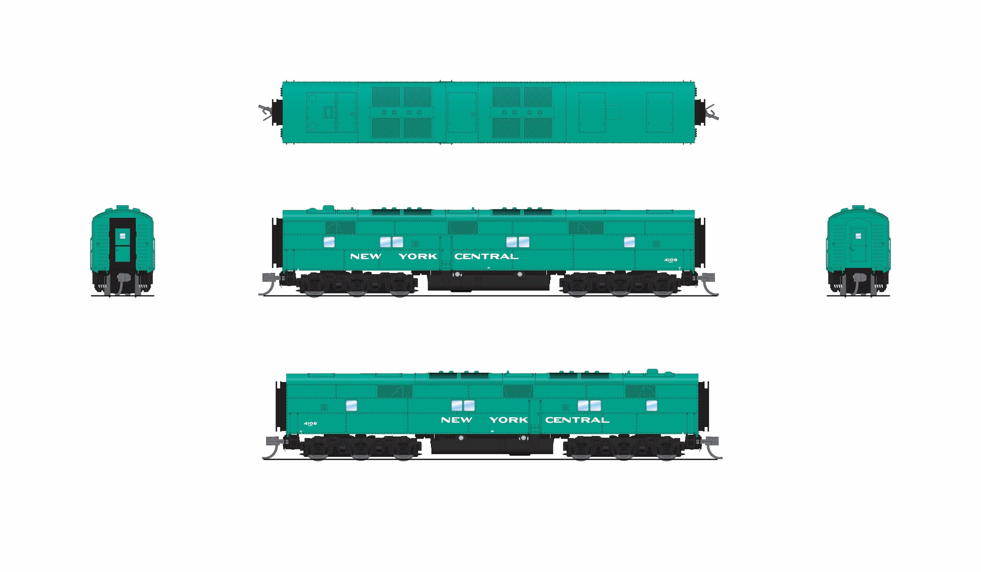10292 EMD E8A / E7B, NYC 4083 / 4108, Century Green, A-unit No-Sound / DCC-Ready, Unpowered B, N