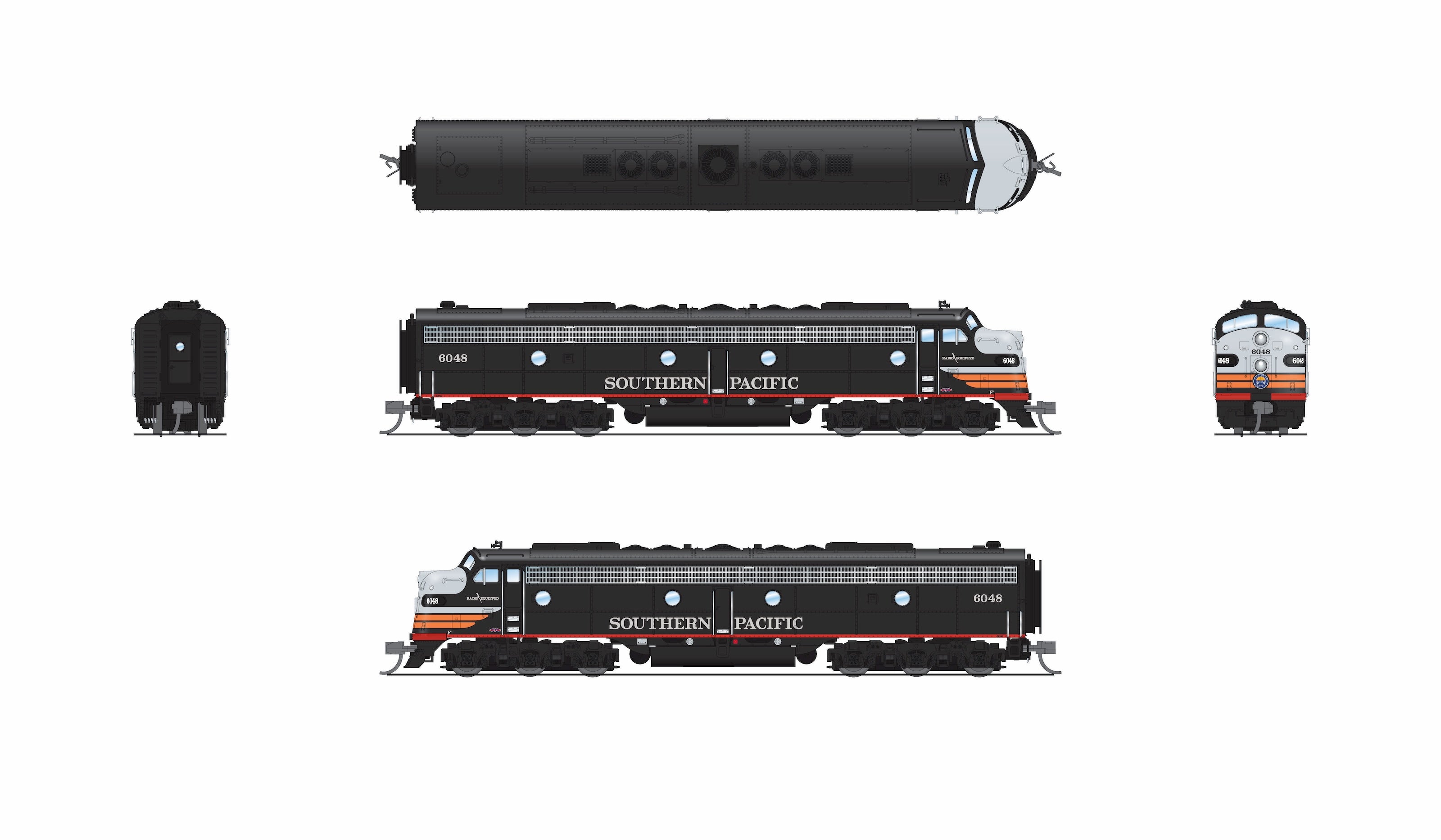 10301 EMD E9A, SP 6050, Black Widow Scheme, Paragon4 Sound/DC/DCC, N