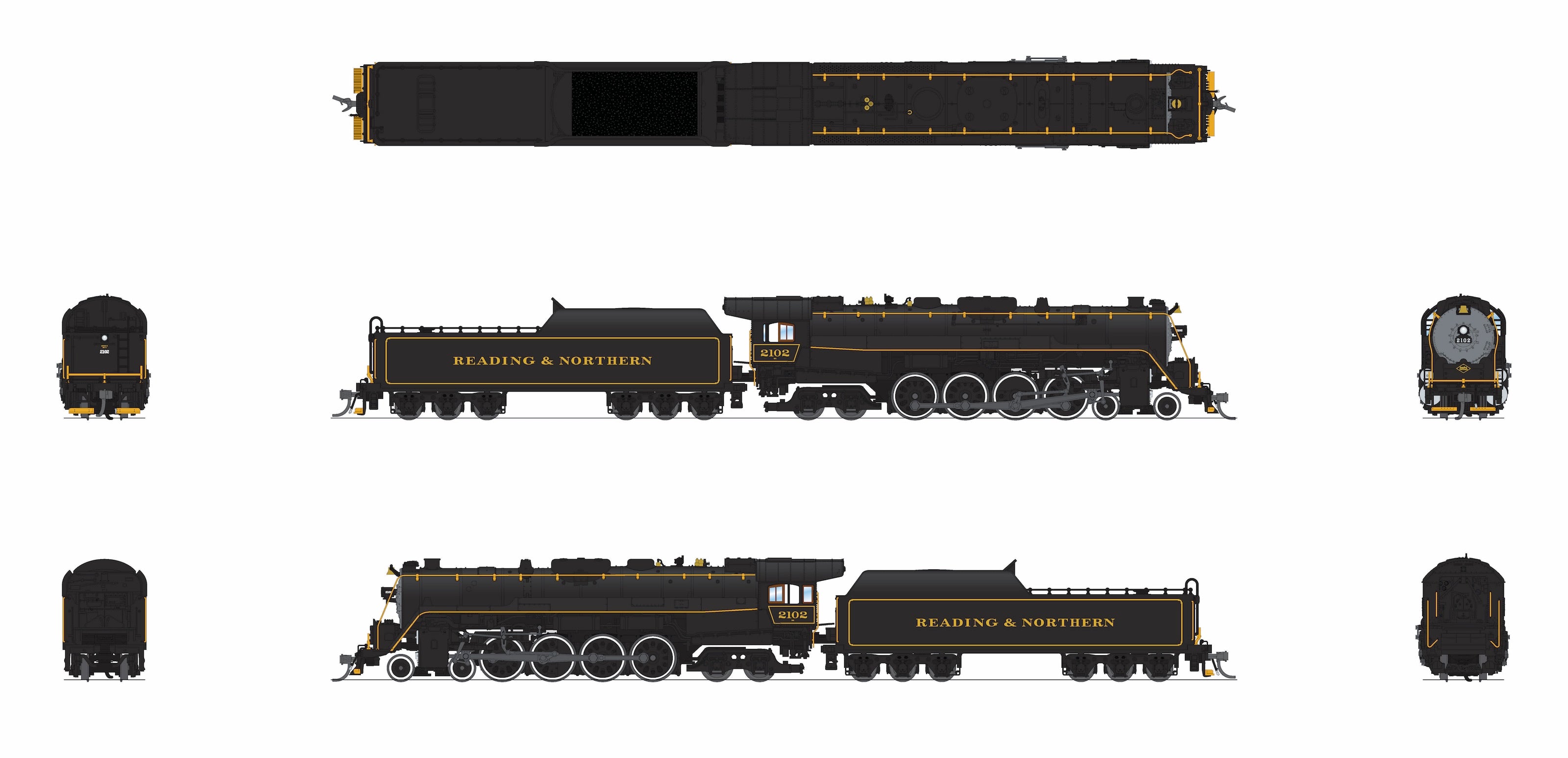 10328 Reading T1 4-8-4, Reading & Northern #2102, Modern Appearance, Paragon4 Sound/DC/DCC, w/ Smoke, N