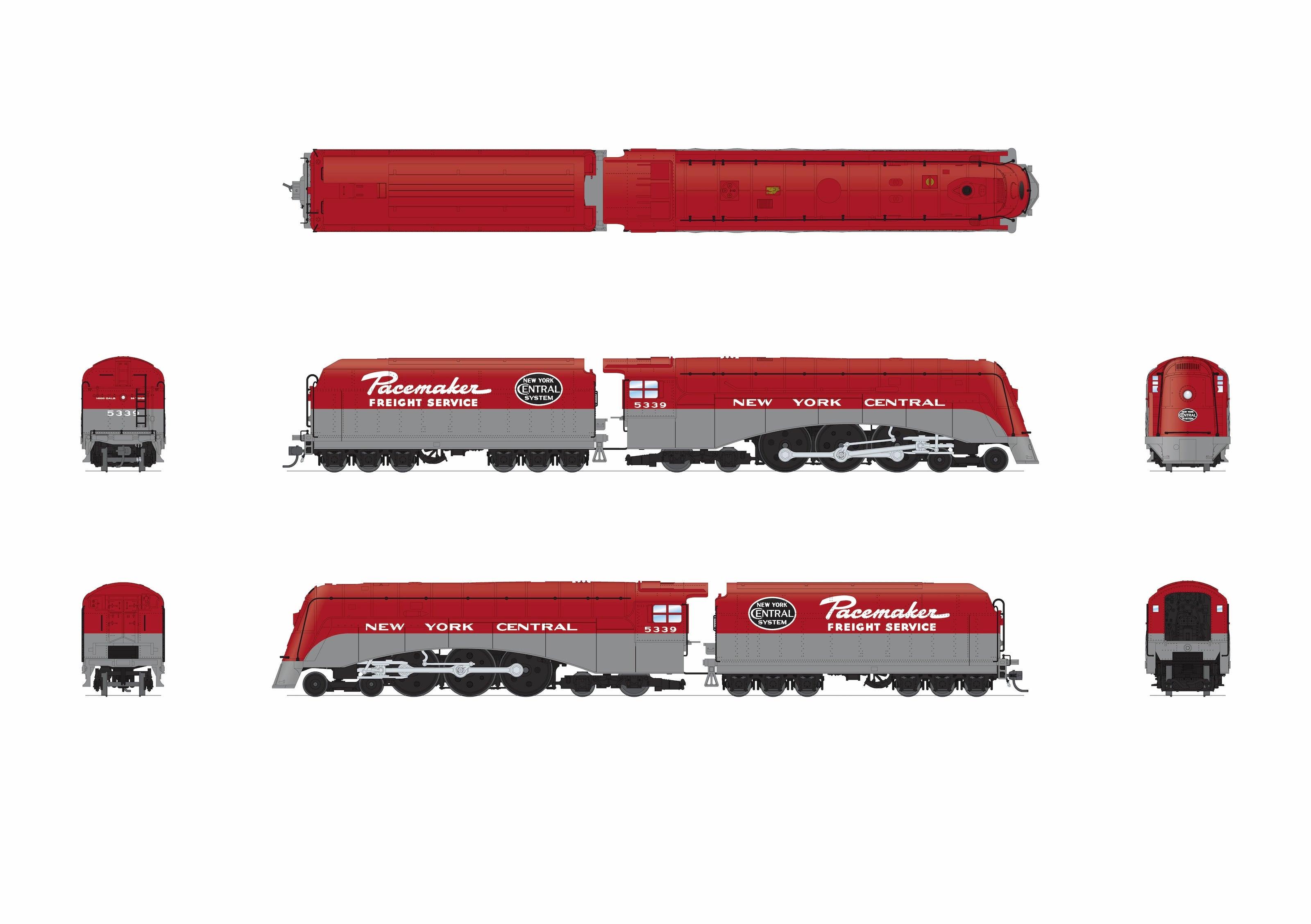 10340 Commodore Vanderbilt, NYC 5339, Pacemaker Red Fantasy Paint, Paragon4 Sound/DC/DCC, w/ Smoke, HO