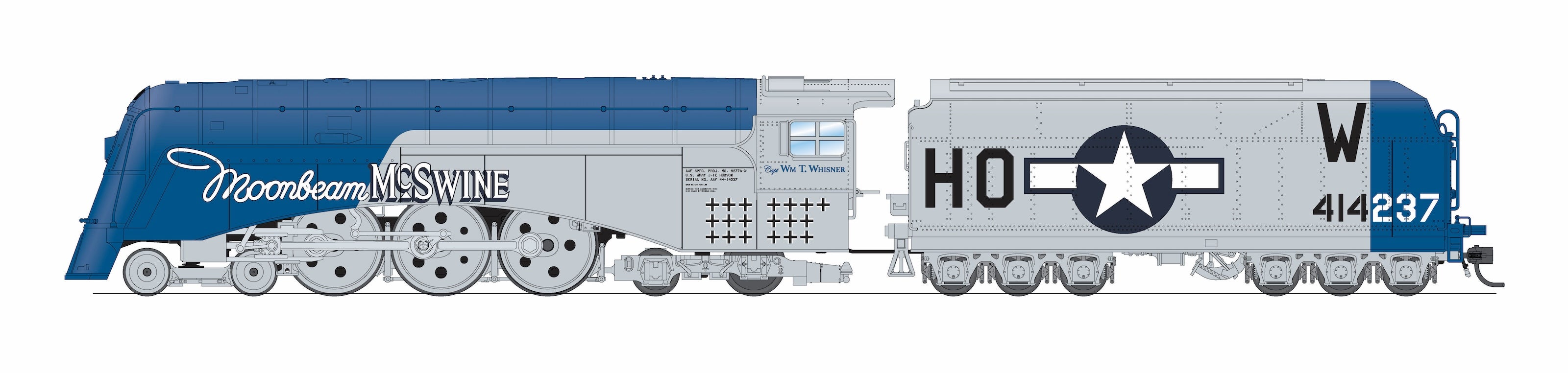 10344 Commodore Vanderbilt, USAAF Fantasy Paint, "Moonbeam McSwine", Paragon4 Sound/DC/DCC, w/ Smoke, HO