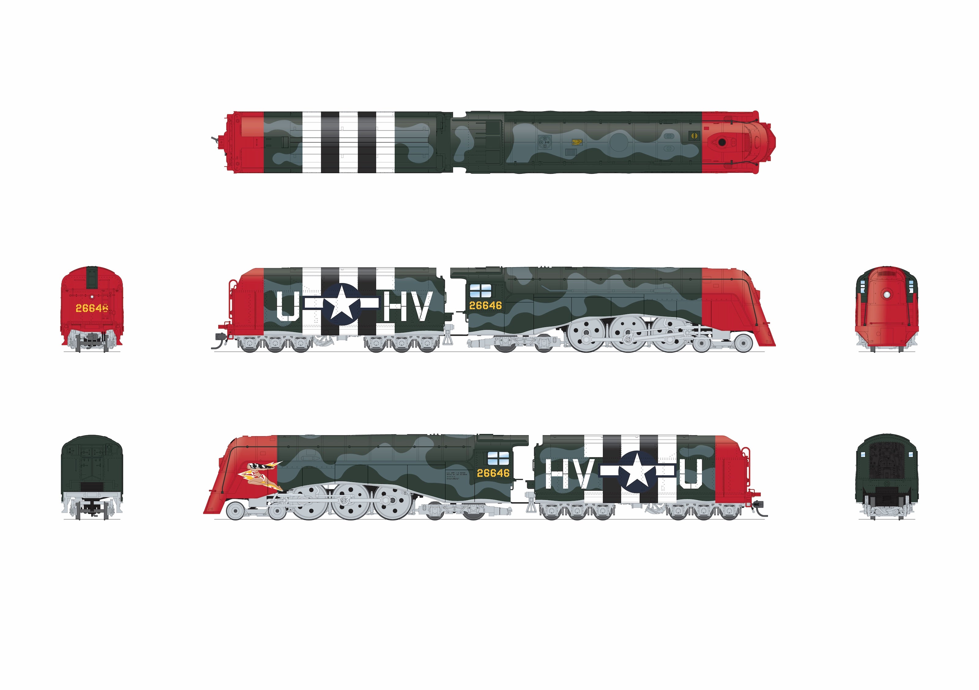 10346 Commodore Vanderbilt, USAAF Fantasy Paint, HV-U 26646, Paragon4 Sound/DC/DCC, w/ Smoke, HO