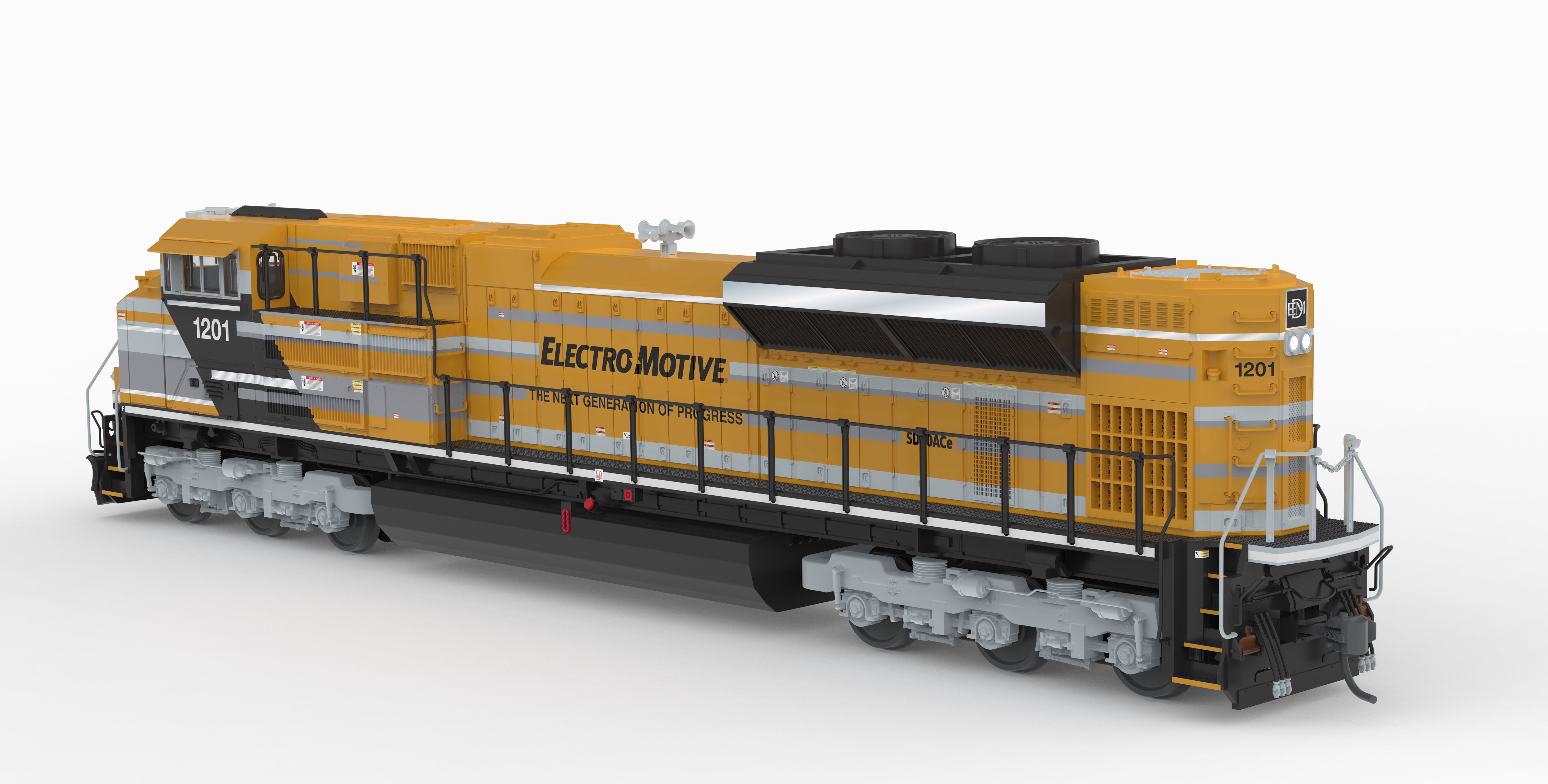 10429 EMD SD70ACe, EMD Demo 1201, Yellow Progress Rail, Paragon4 Sound/DC/DCC, HO