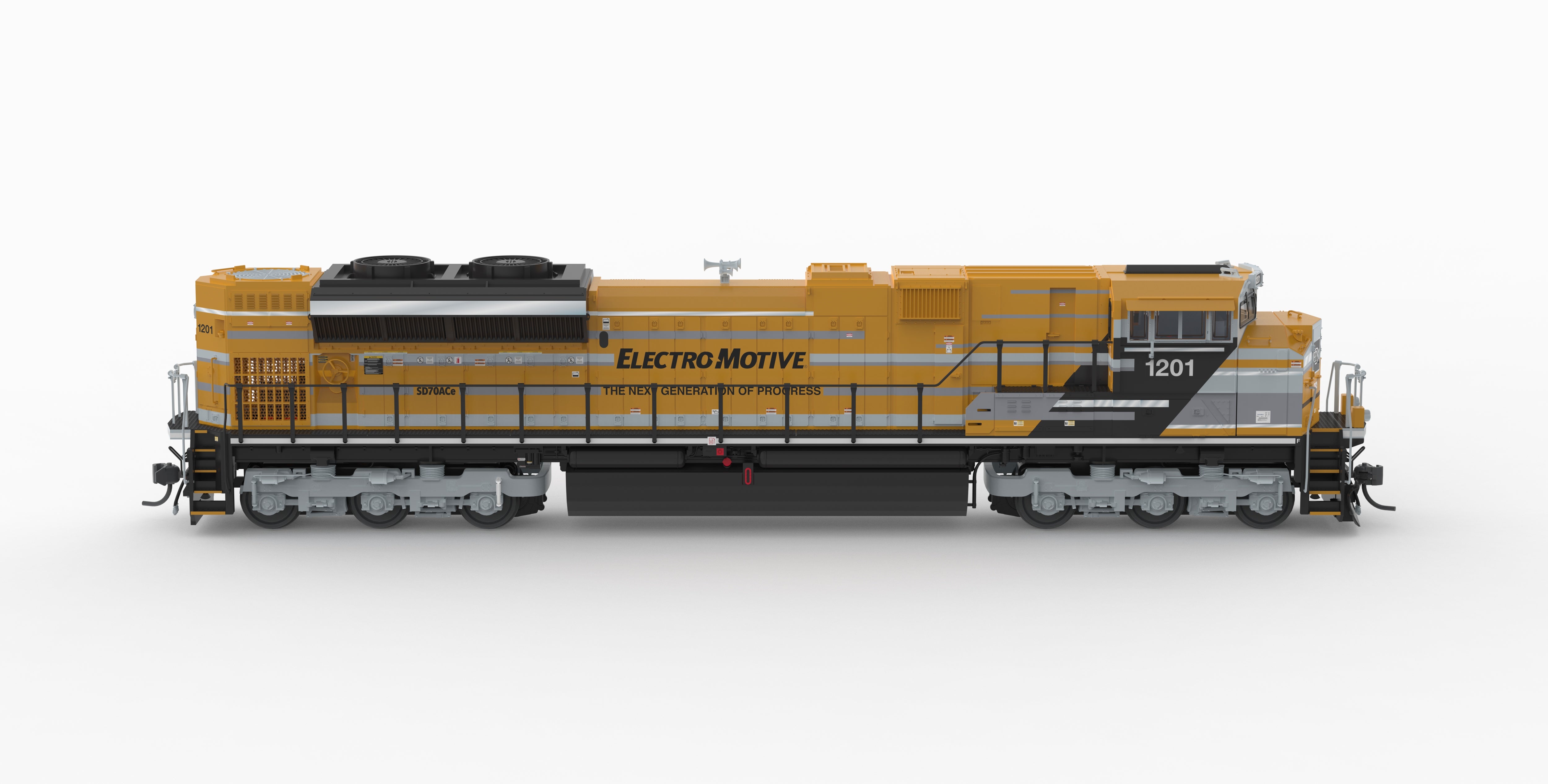 10430 EMD SD70ACe, EMD Demo 1201, Yellow Progress Rail, No-Sound / DCC-Ready, HO