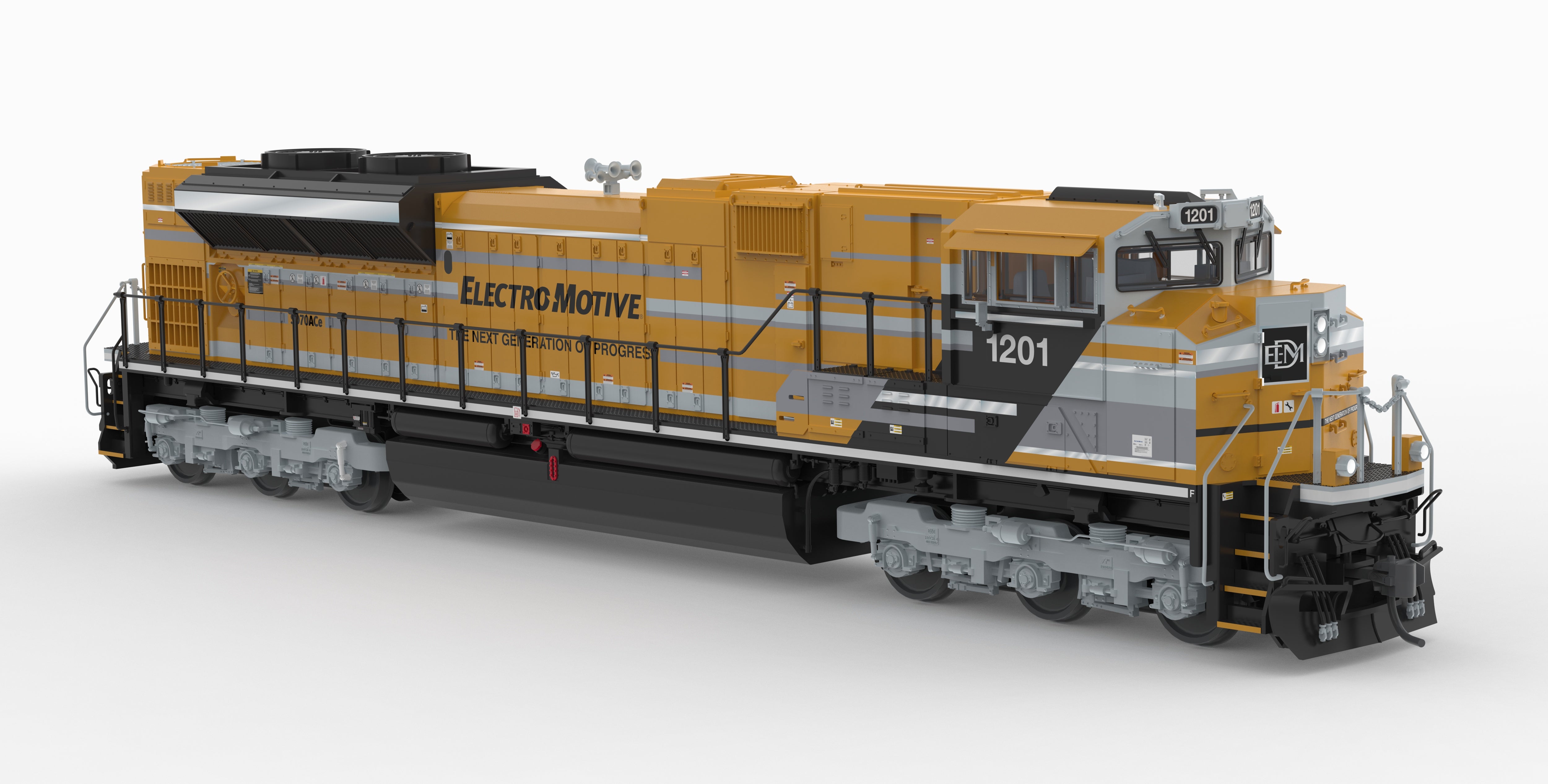 10430 EMD SD70ACe, EMD Demo 1201, Yellow Progress Rail, No-Sound / DCC-Ready, HO
