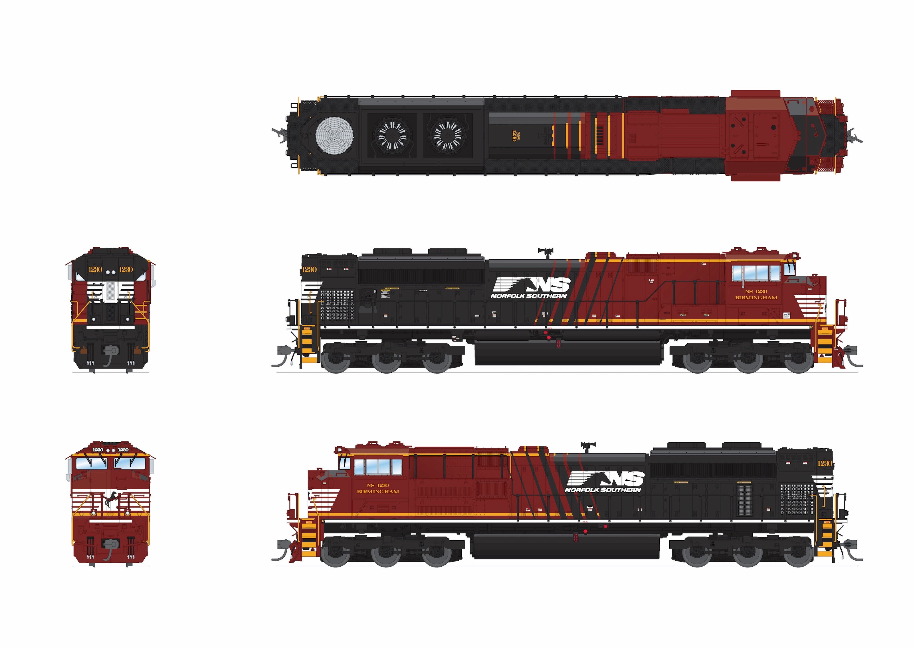 10435 EMD SD70ACe, NS 1230 "Birmingham", Office Car Special, Paragon4 Sound/DC/DCC, HO