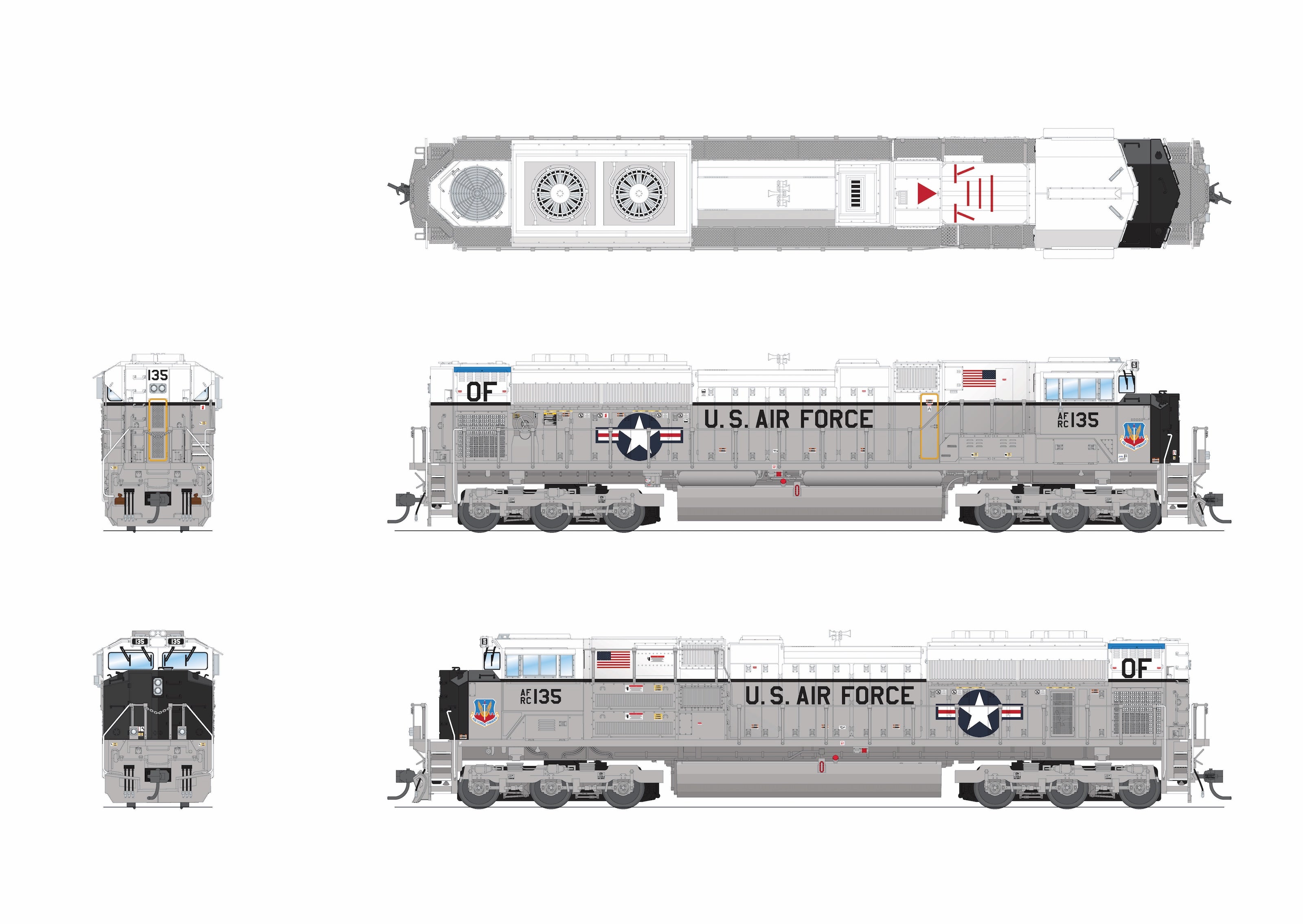 10444 EMD SD70ACe, US Air Force #135 Fantasy Paint, No-Sound / DCC-Ready, HO