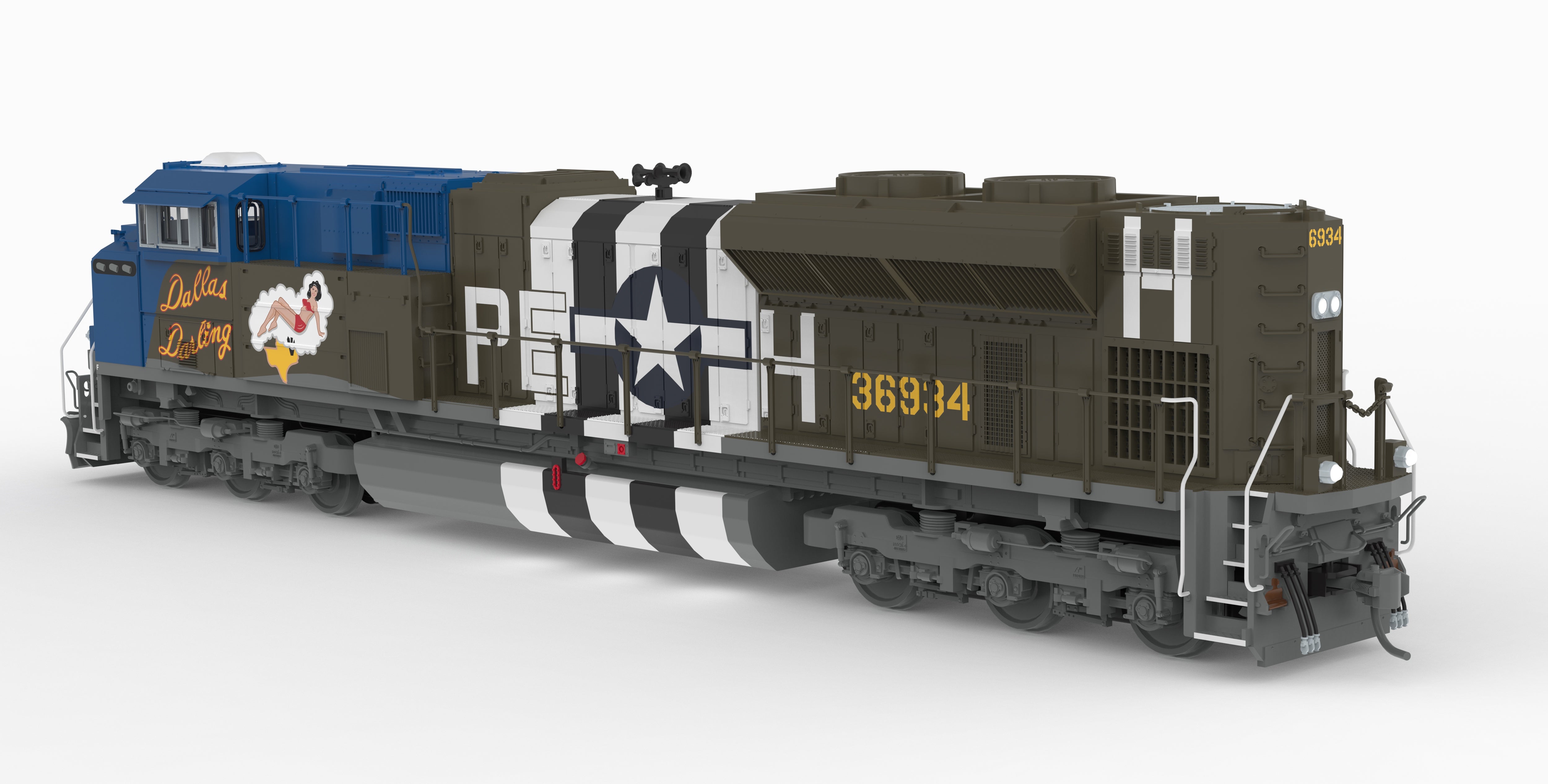10445 EMD SD70ACe, "Dallas Darling" WWII Fantasy Paint, Paragon4 Sound/DC/DCC, w/ Smoke, HO (Trainworld Exclusive)