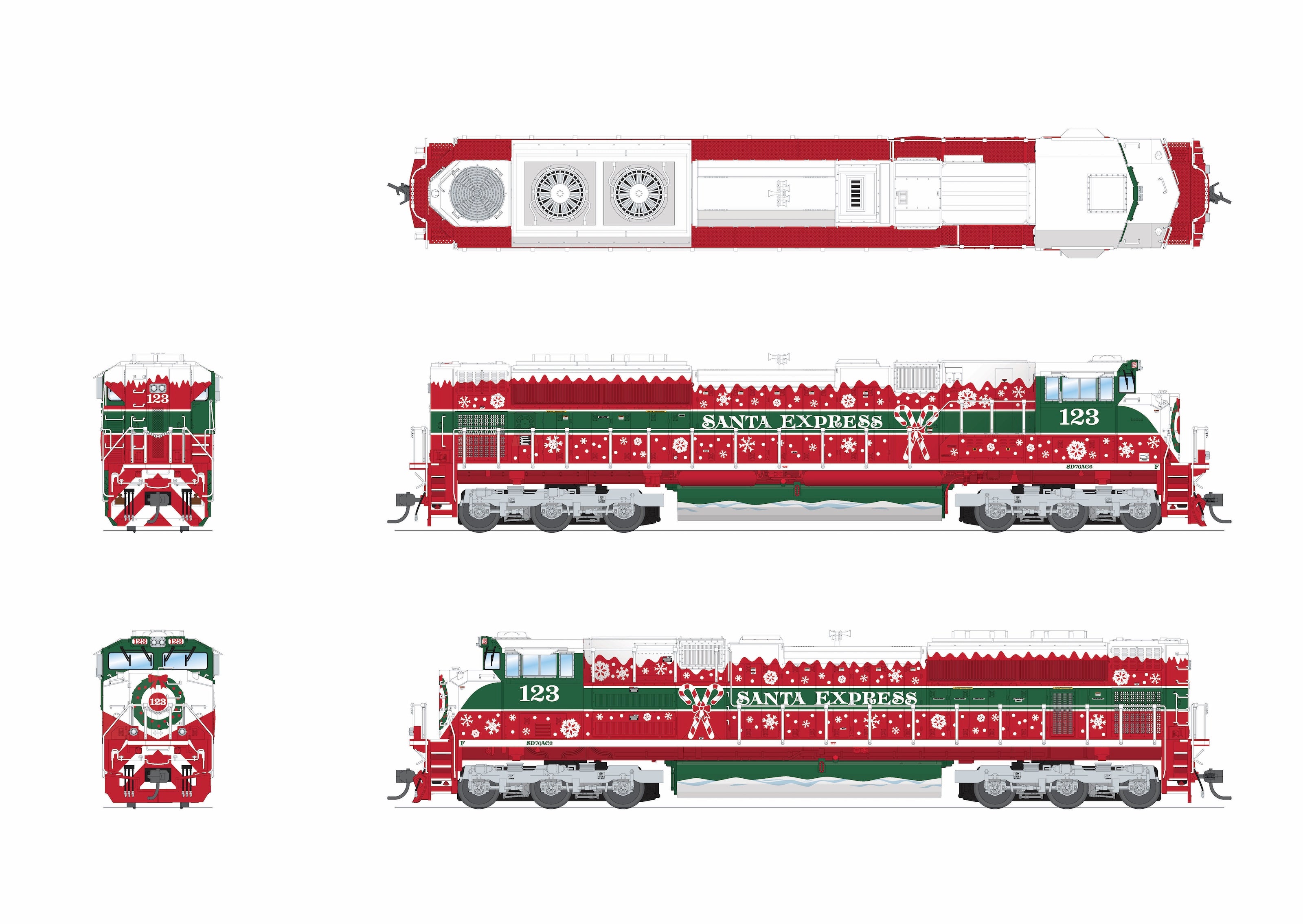 10449 EMD SD70ACe, Christmas Fantasy Paint, Paragon4 Sound/DC/DCC, w/