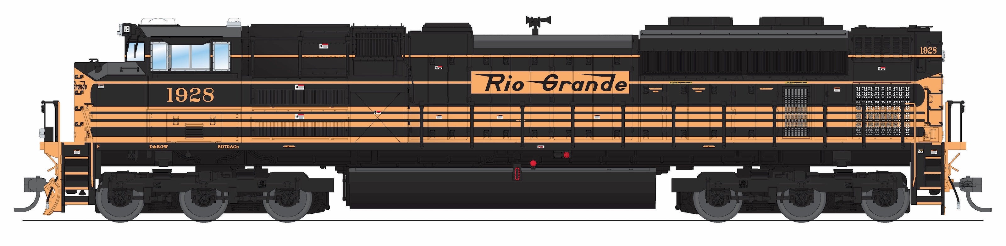 10454 EMD SD70ACe, DRGW 1930, 5-Stripe Scheme, No-Sound / DCC-Ready, HO (Hyacinth Models Exclusive)