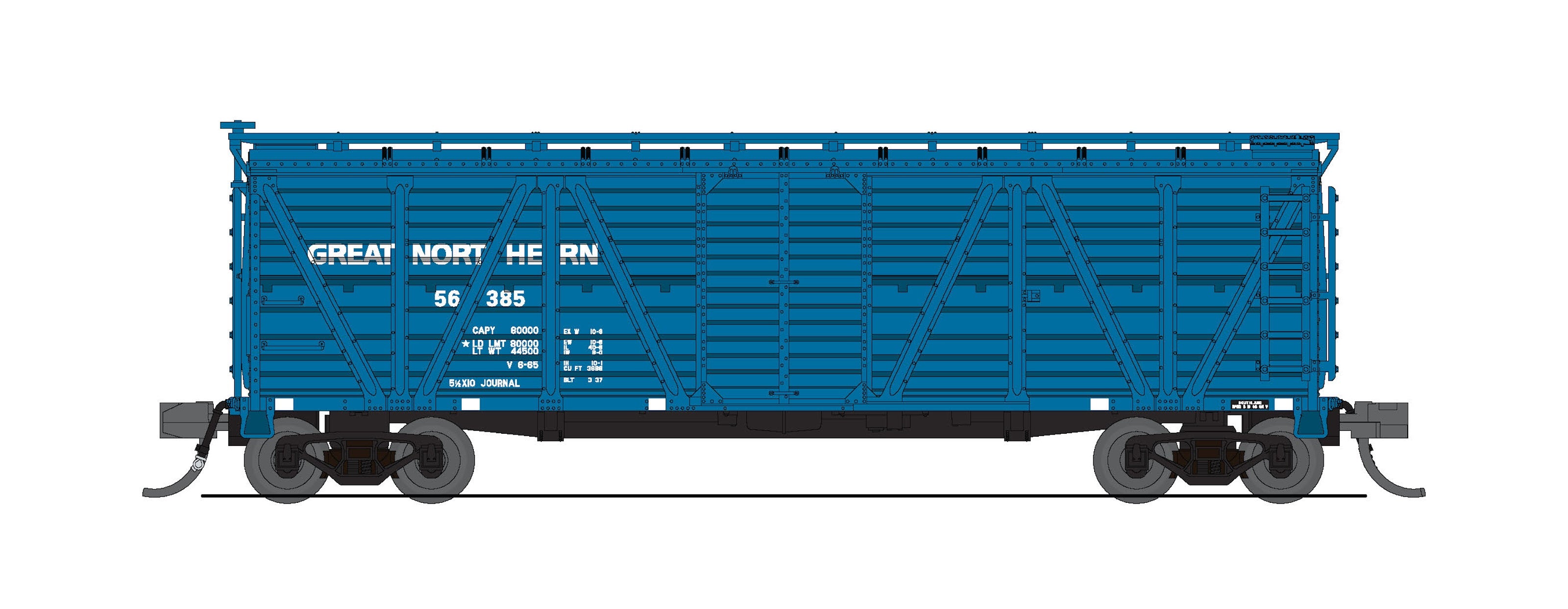 10464 40' Wood Stock Car, GN 56385, Big Sky Blue, Cattle Sounds, N