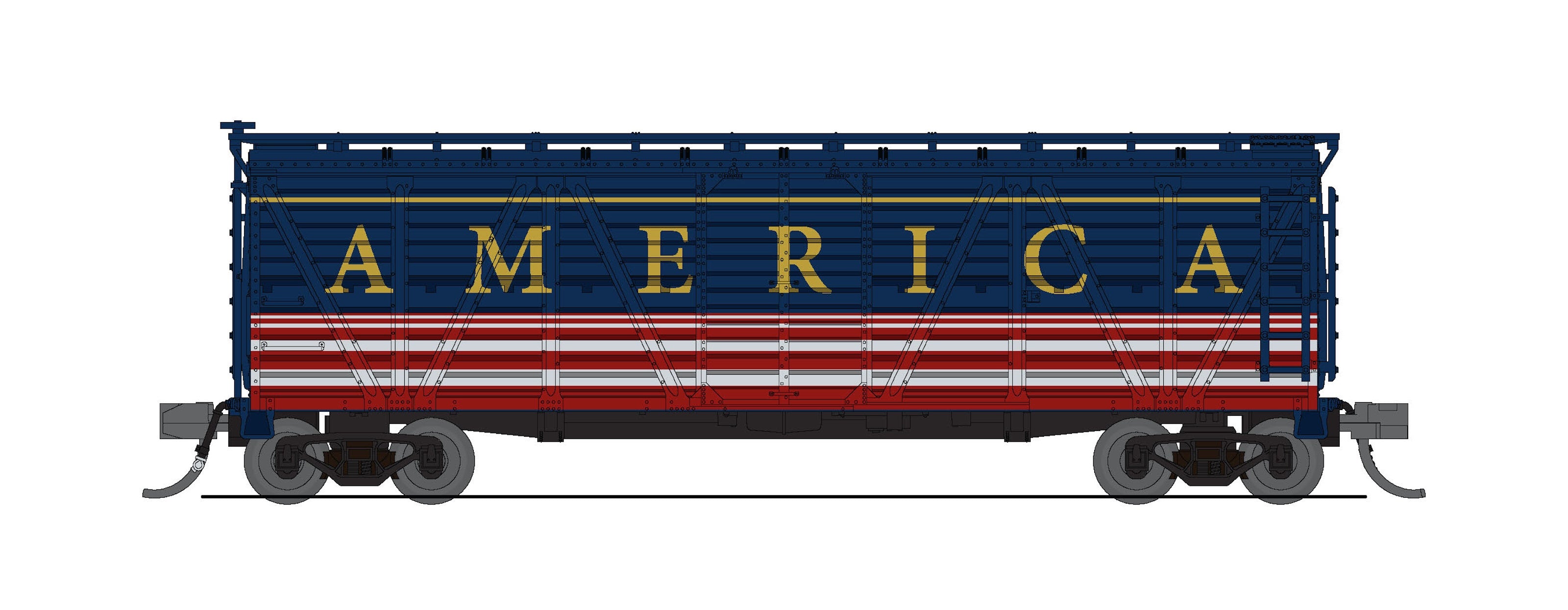 10488 40' Wood Stock Car, Independence Day, No Sound, 2-pack, N Scale
