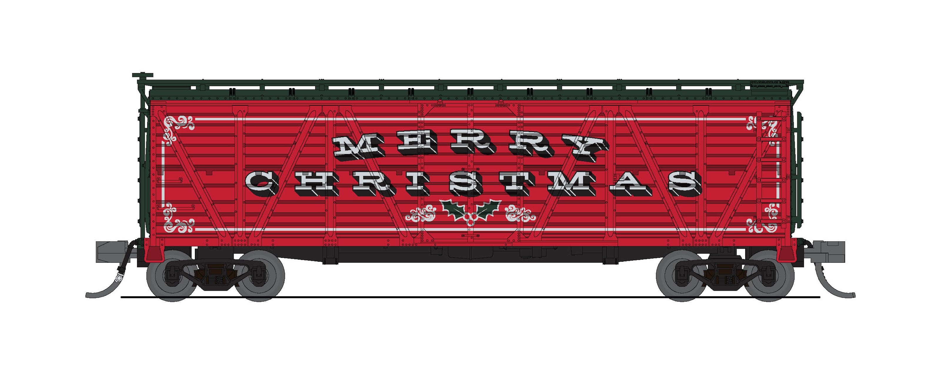 10489 40' Wood Stock Car, Merry Christmas, No Sound, 2-pack, N Scale
