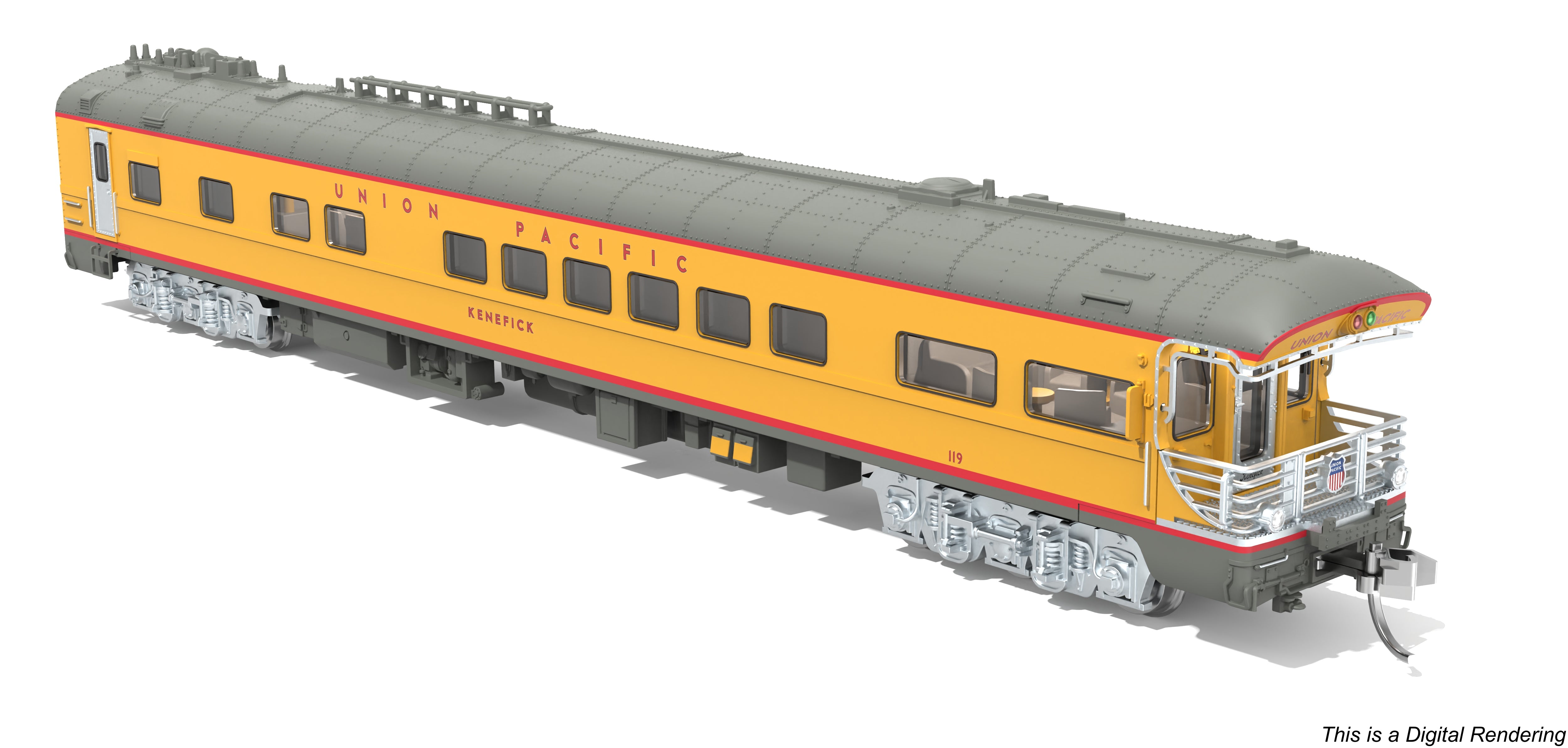 10490 Union Pacific Business Car, UP #119 "Kenefick", UP Shield on Rear, N Scale