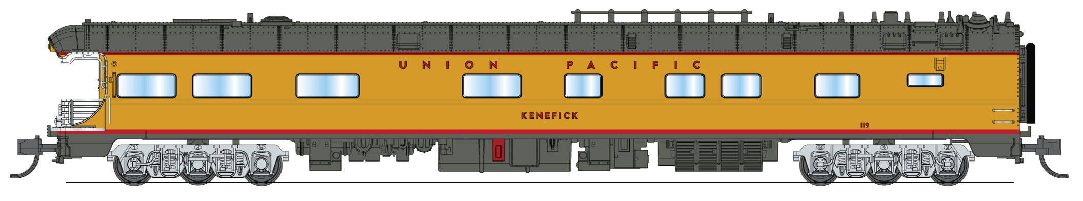 10494 Union Pacific Business Car, UP #119 "Kenefick", Missouri Bicentennial Drumhead, N Scale