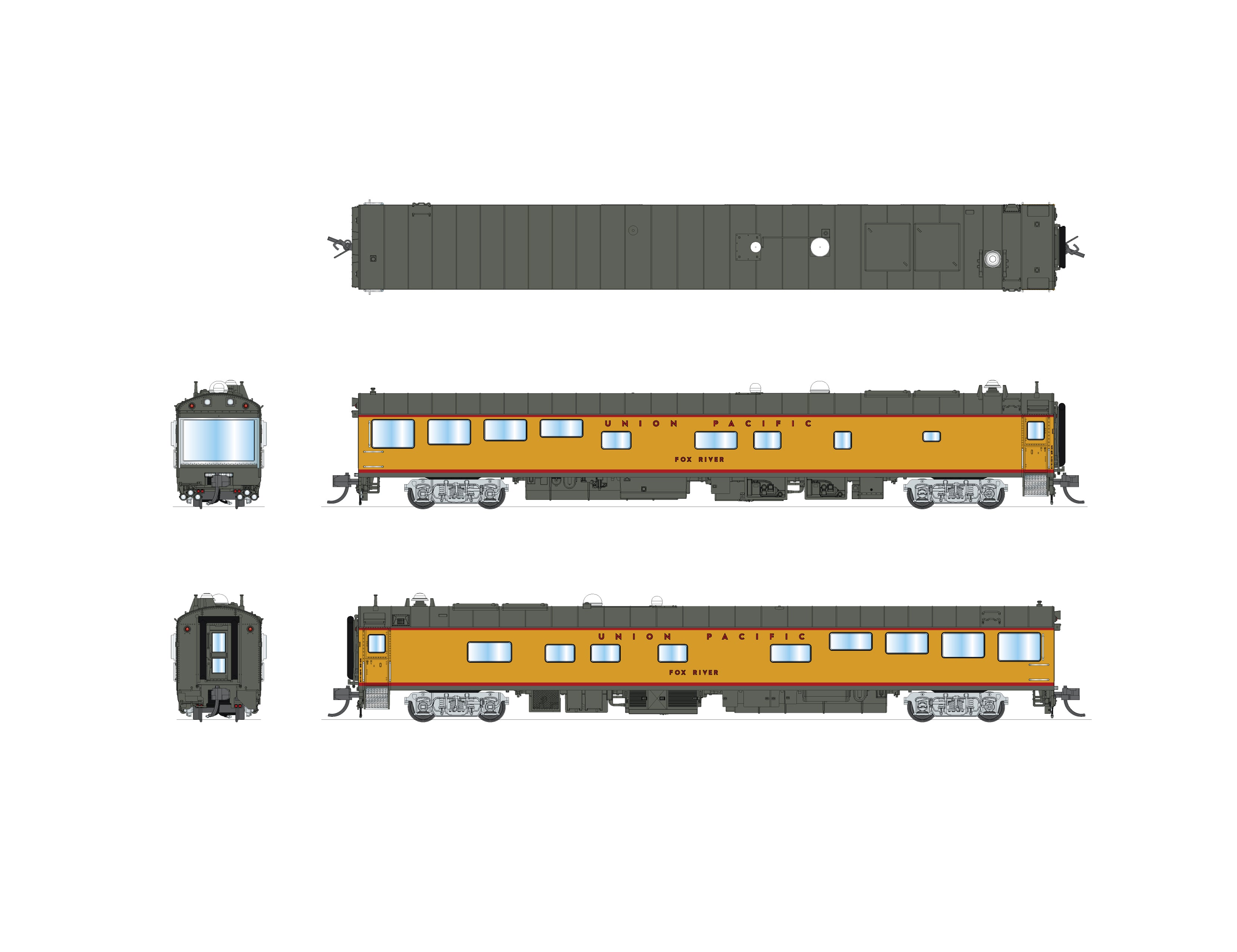 10500 Union Pacific Track Inspection Car, "Fox River", 1995 - 2006 Appearance, N