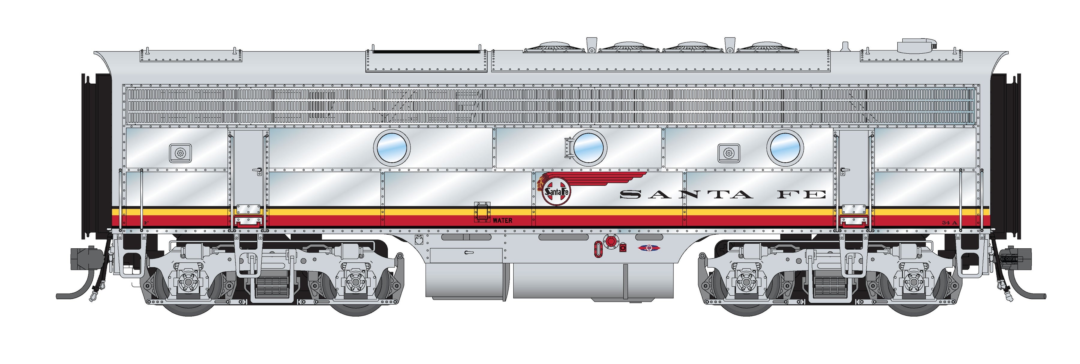10530 EMD F3 A/B, ATSF 34L/34A, Warbonnet Scheme, A-unit Paragon4 Sound/DC/DCC, Unpowered B, HO
