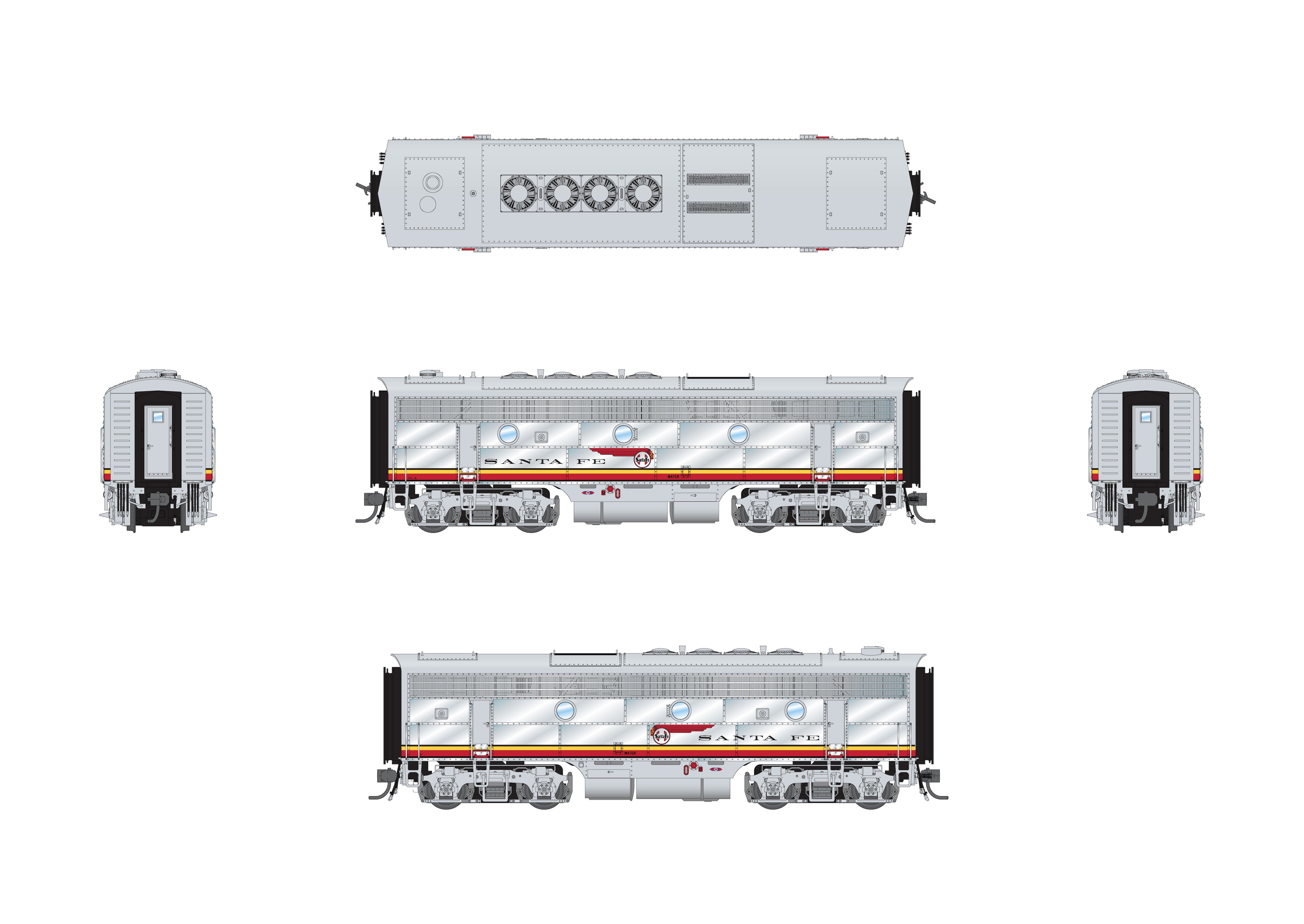 10530 EMD F3 A/B, ATSF 34L/34A, Warbonnet Scheme, A-unit Paragon4 Sound/DC/DCC, Unpowered B, HO