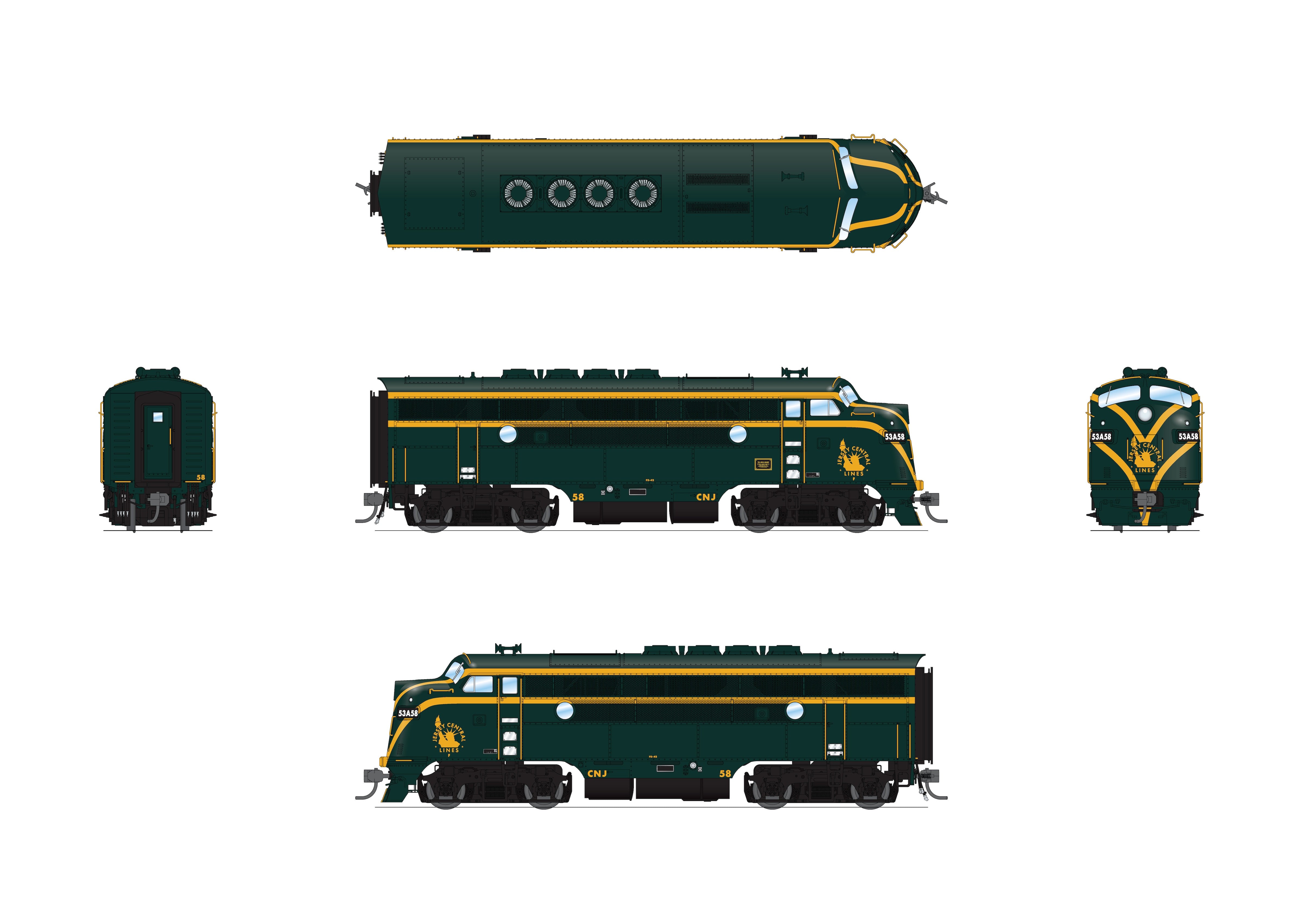 10538 EMD F3A, CNJ 58, Green & Yellow, Paragon4 Sound/DC/DCC, HO