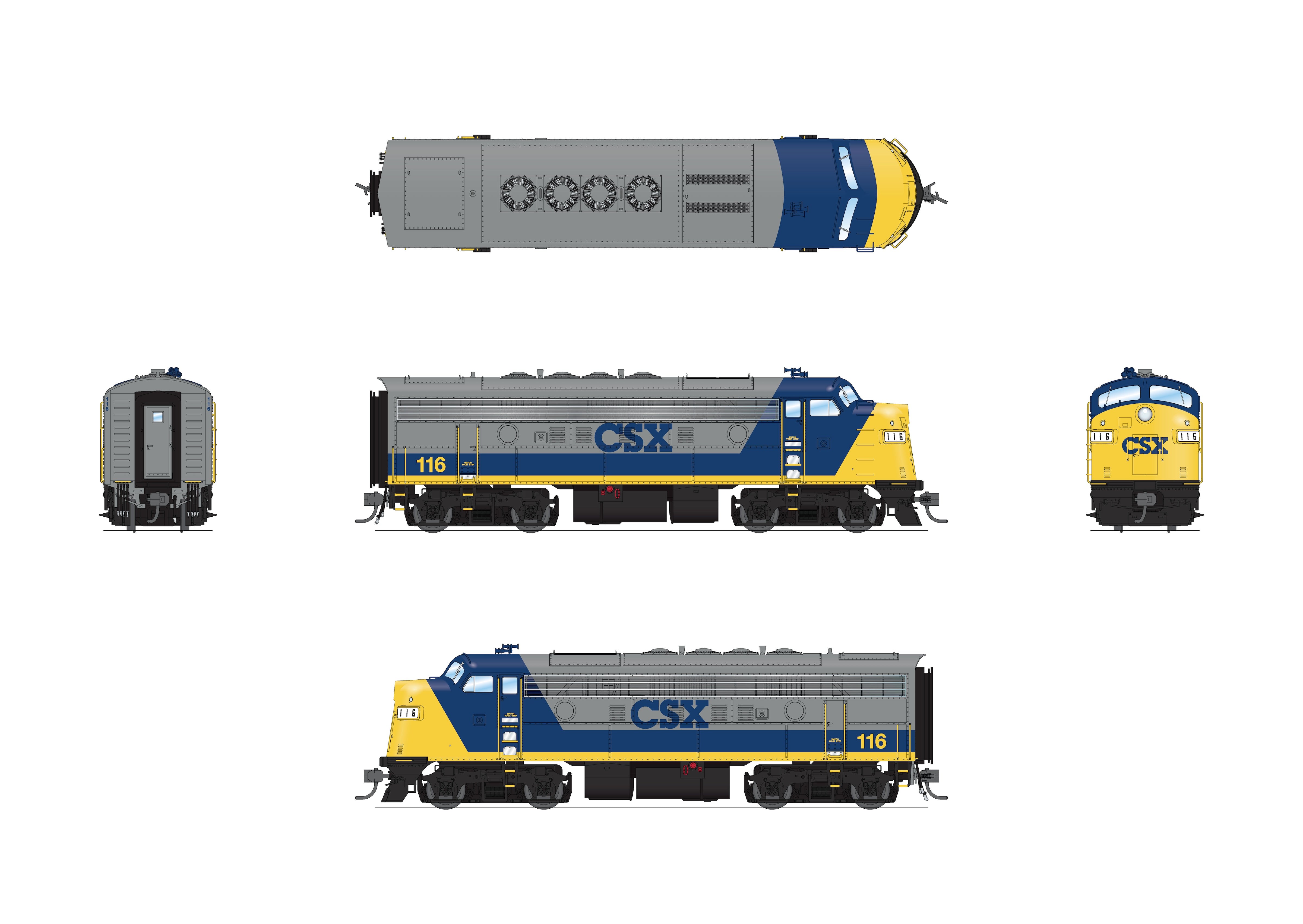 10541 EMD F3A, CSX 116, YN2 Scheme, No-Sound / DCC-Ready, HO
