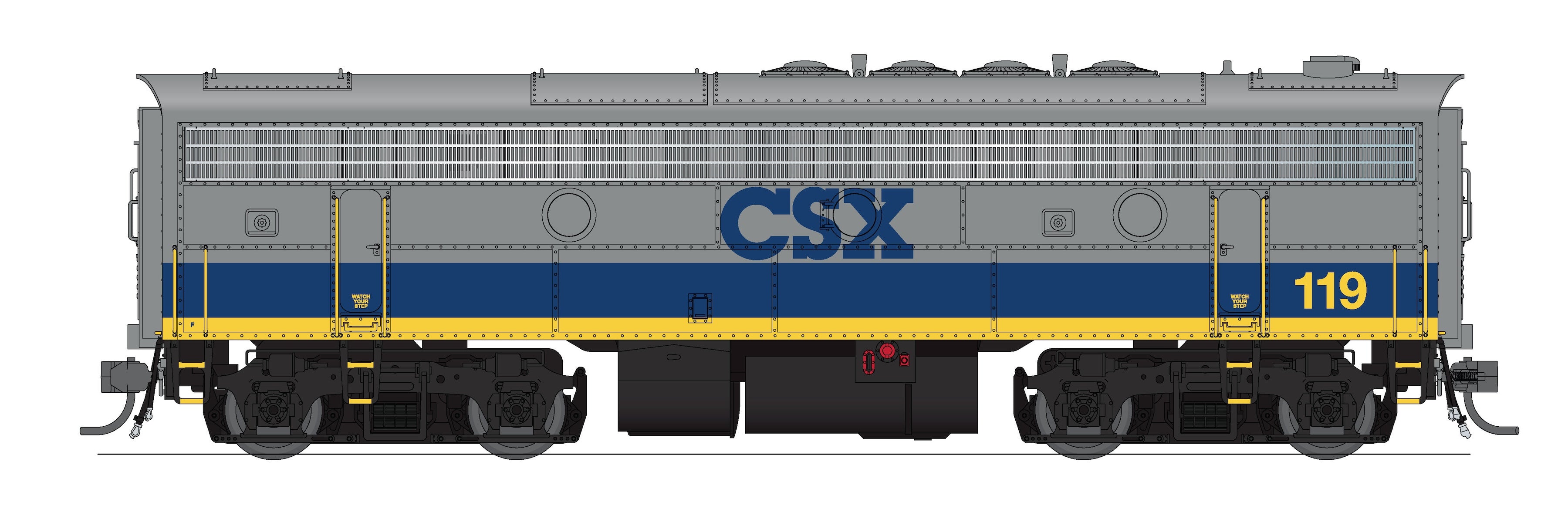 10543 EMD F7B, CSX 119, YN2 Scheme, No-Sound / DCC-Ready, HO