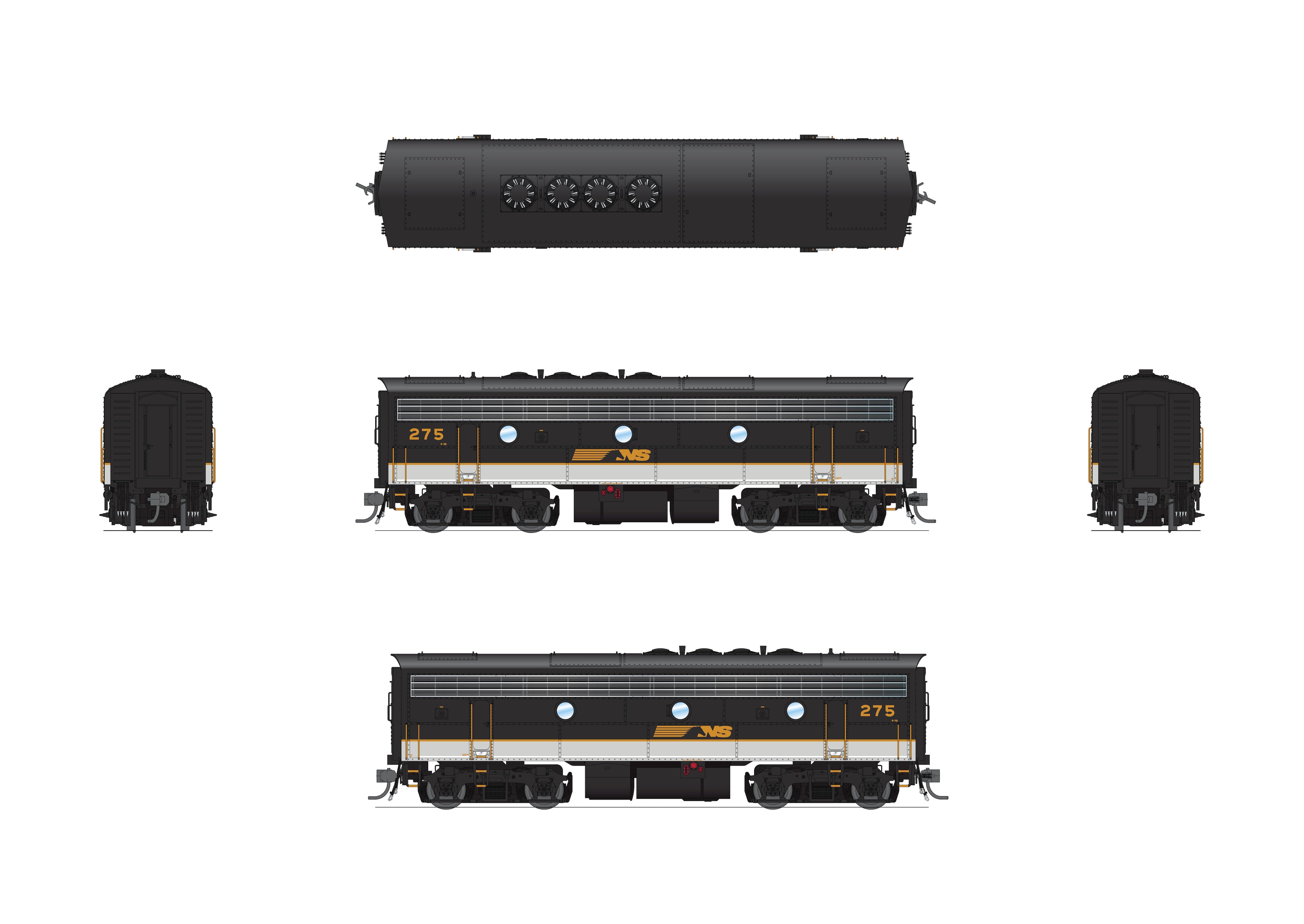 10558 EMD F7B, Norfolk Southern 276, Tuxedo Scheme, Paragon4 Sound/DC/DCC, HO