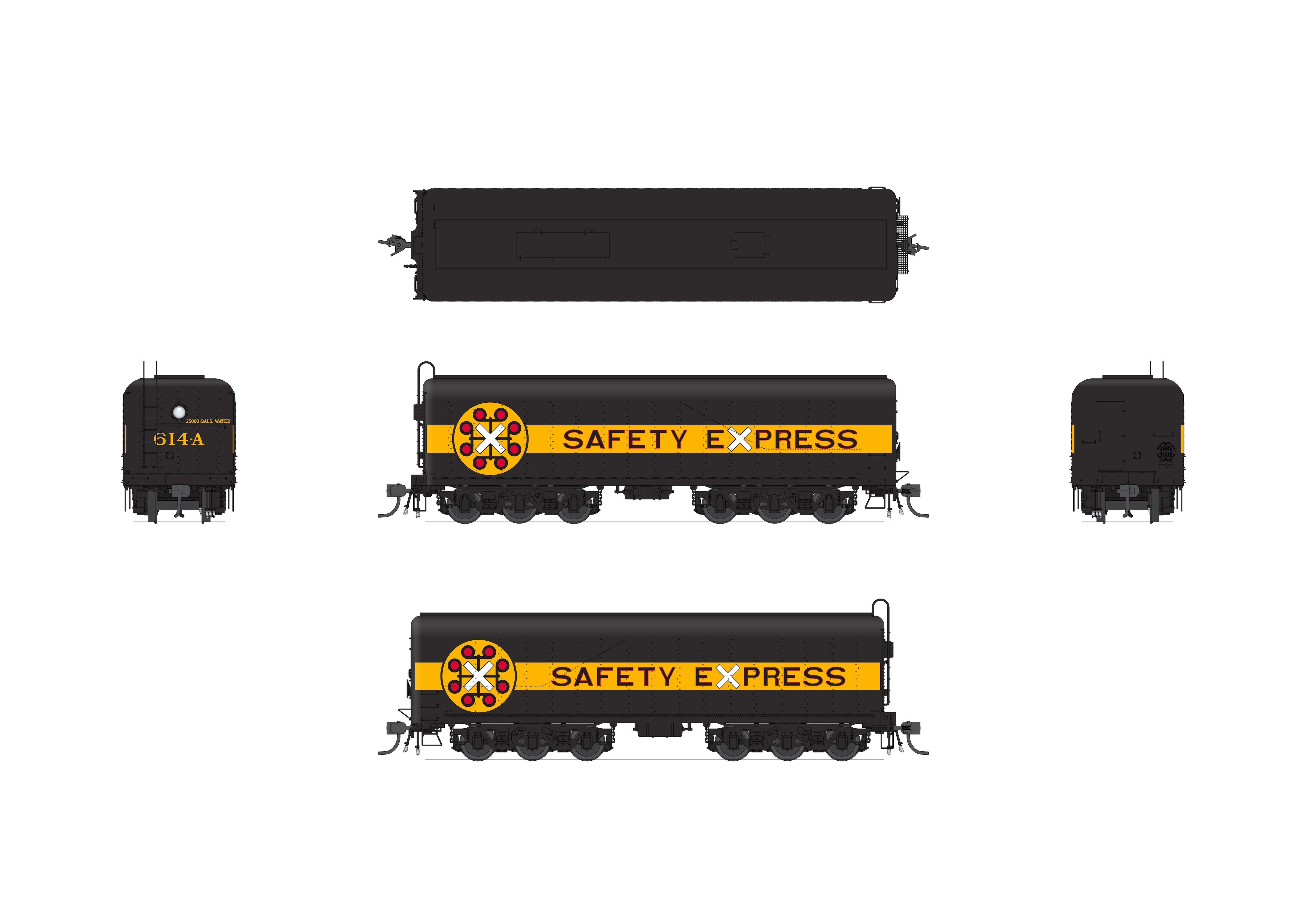 10574 Chessie Safety Express Auxiliary Water Tender, #614-A, HO Scale (NP)