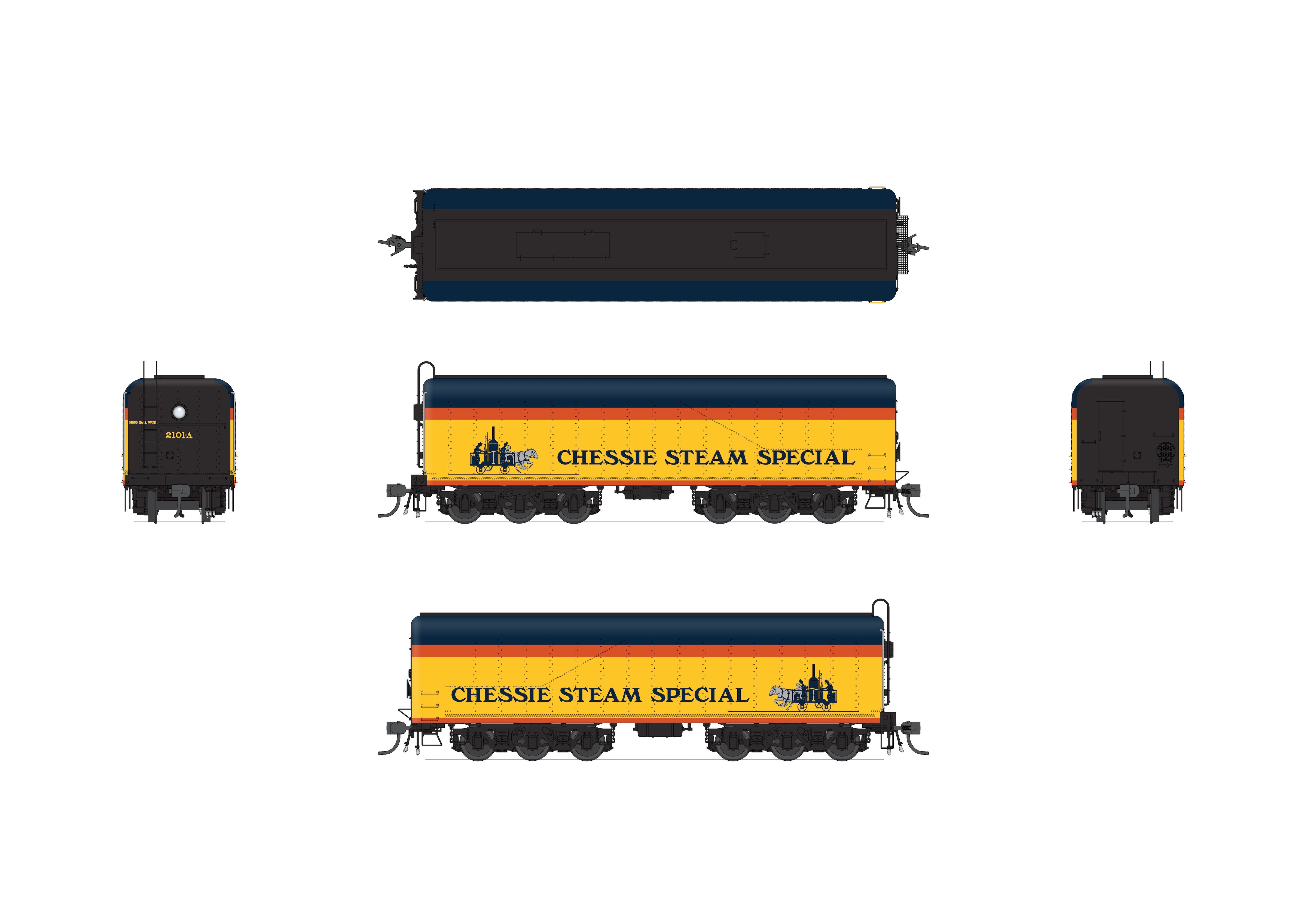 10575 Chessie Steam Special Auxiliary Water Tender, #2101-A, HO Scale (NP)