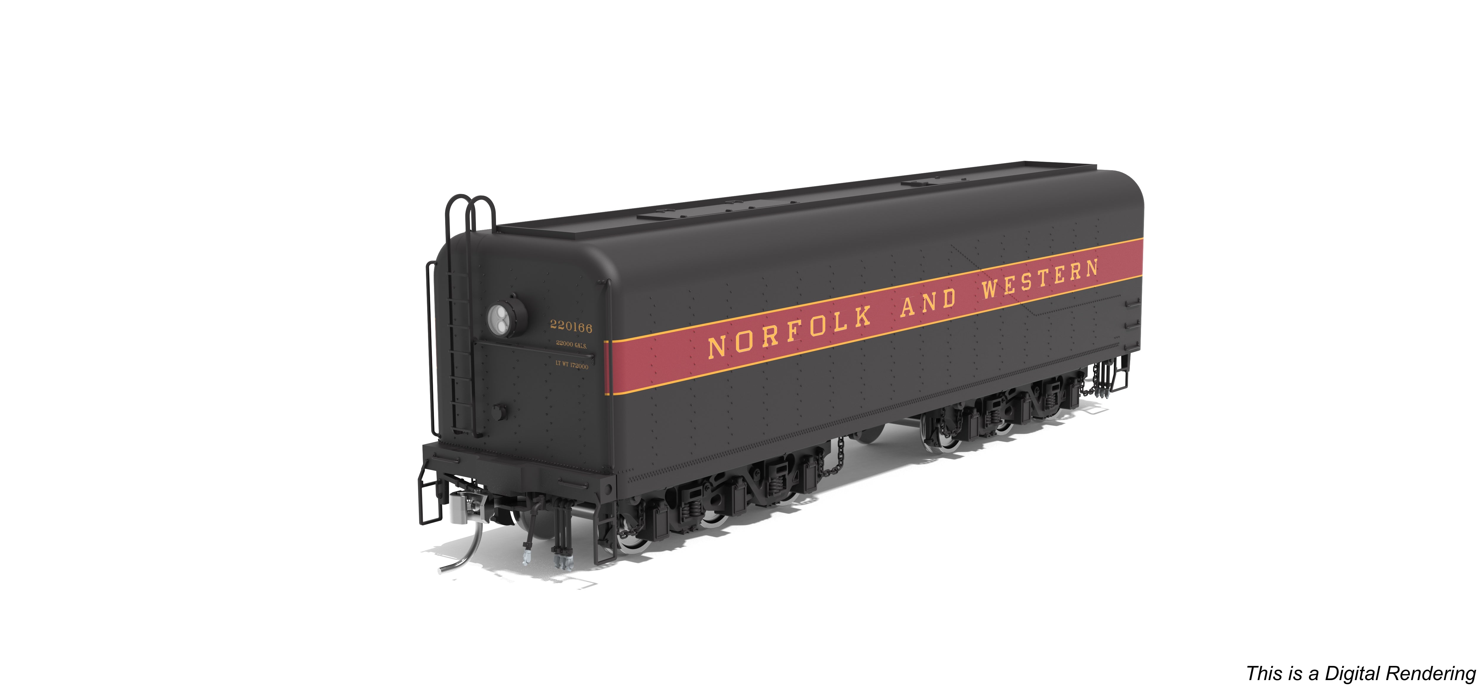 10577 Norfolk & Western Auxiliary Water Tender, Maroon Band, #220166, HO Scale (NP)