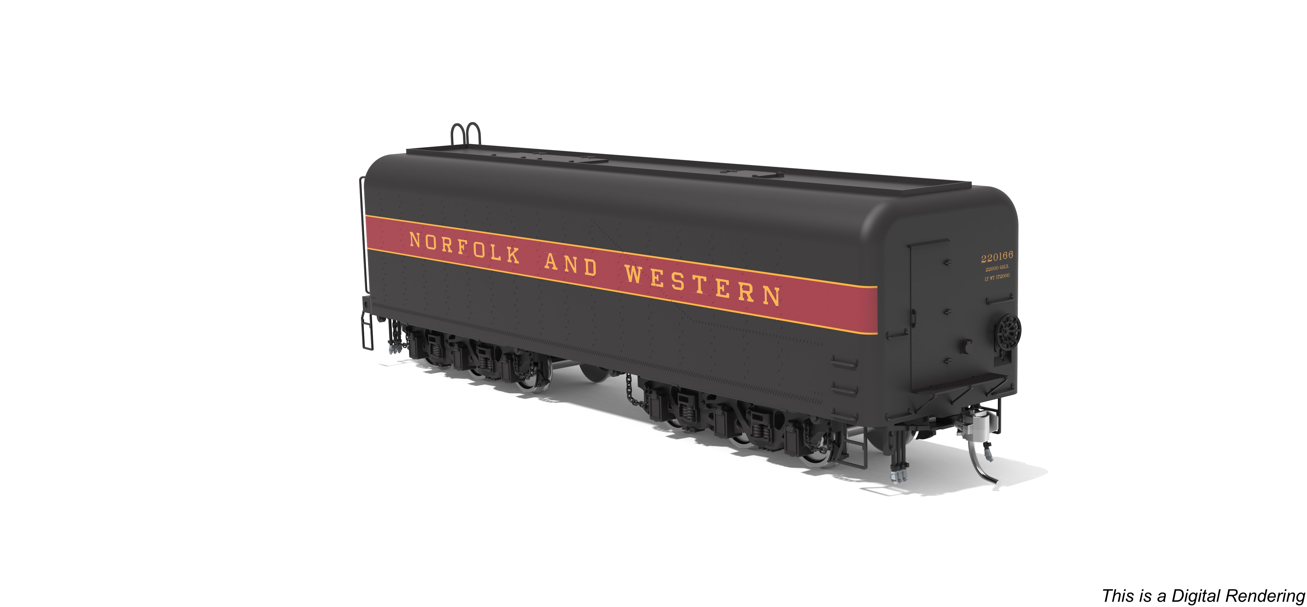 10577 Norfolk & Western Auxiliary Water Tender, Maroon Band, #220166, HO Scale (NP)