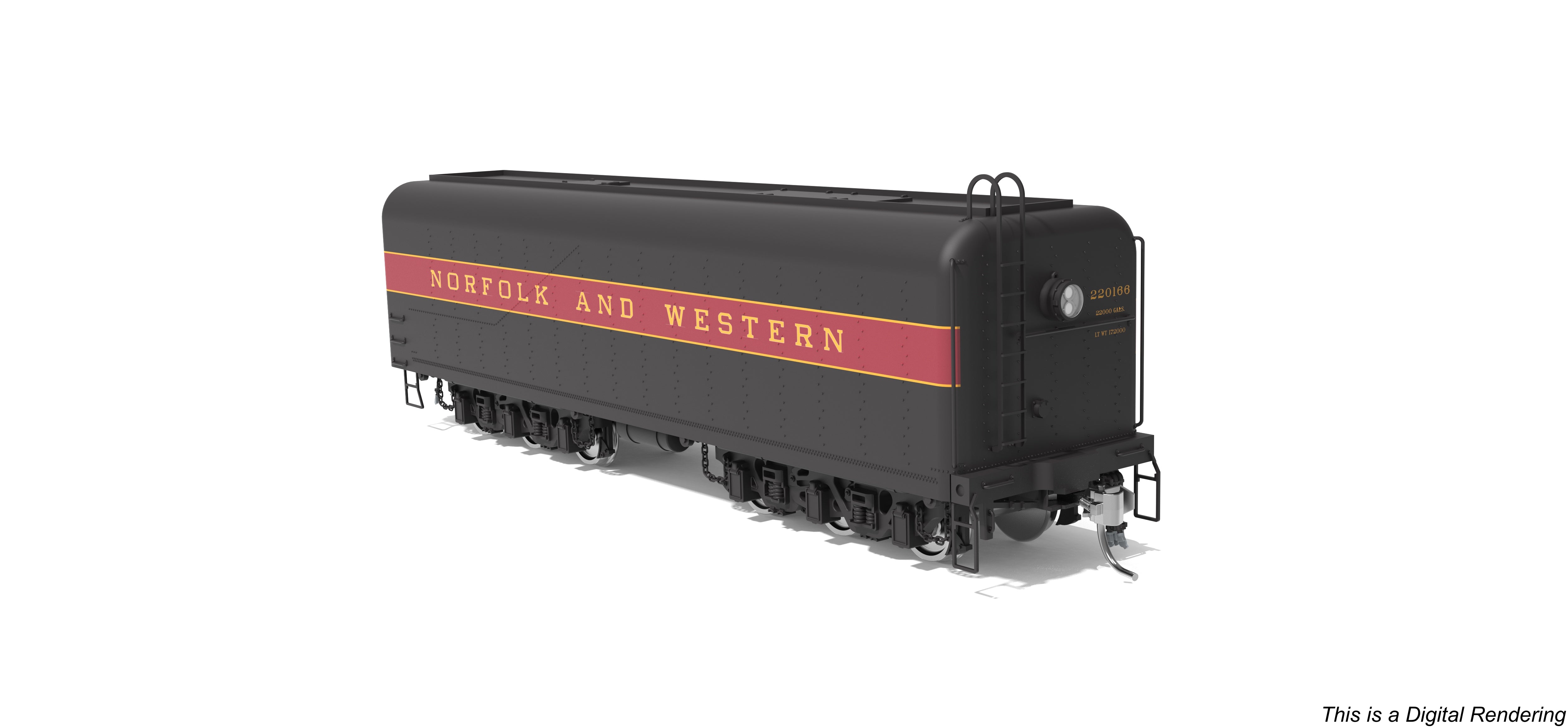 10577 Norfolk & Western Auxiliary Water Tender, Maroon Band, #220166, HO Scale (NP)