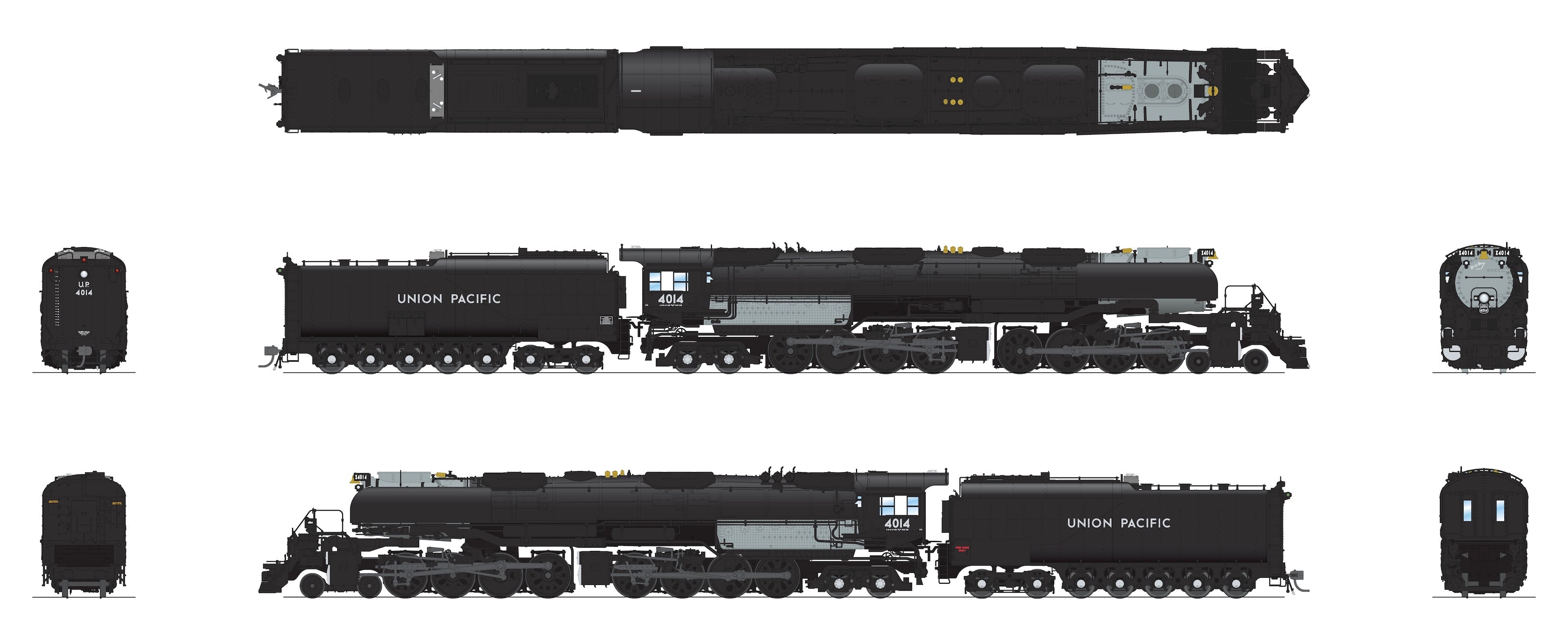 10605 UP Big Boy 4-8-8-4, #4014, 2025 Appearance w/ Smoke Deflectors,