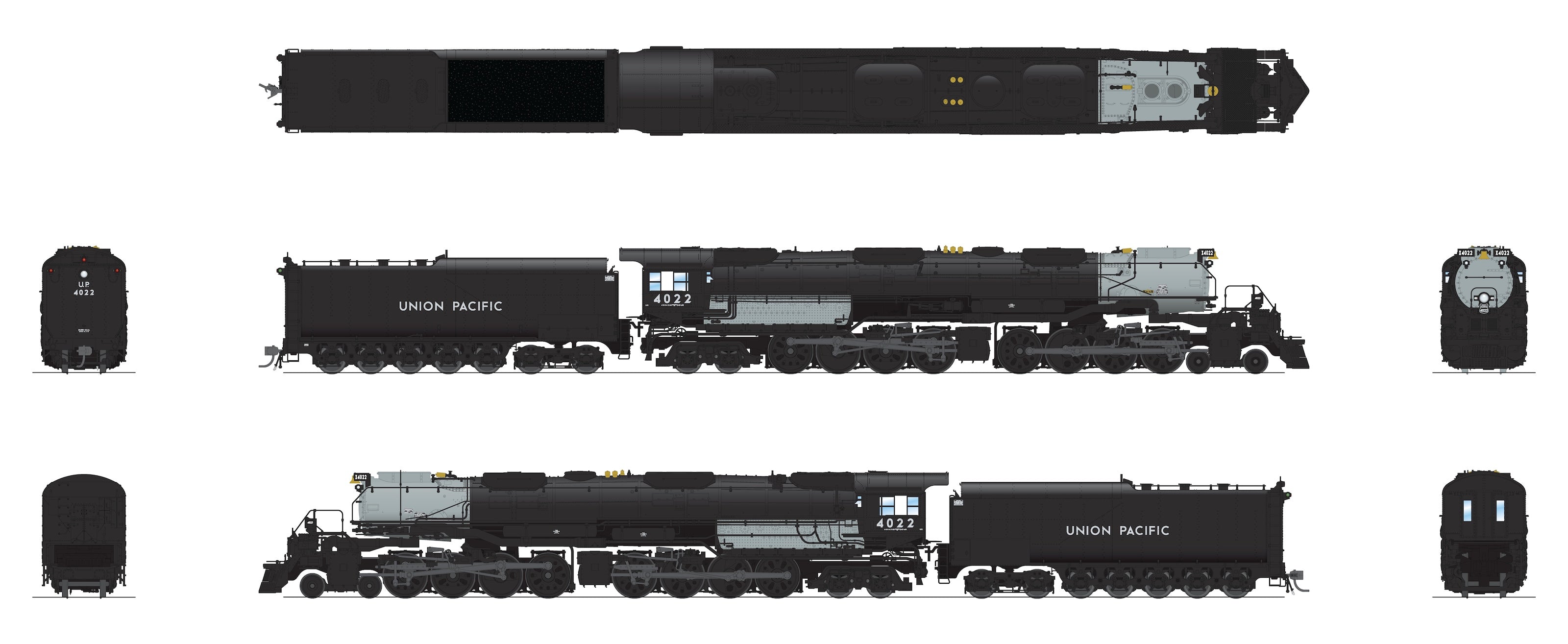 10612 UP Big Boy 4-8-8-4, #4024, 1944 Appearance w/ Wilson Aftercooler, 25-C-400 Coal Tender, Paragon4 Sound/DC/DCC, Smoke, HO