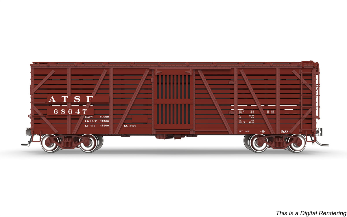 10691 40' Wood Stock Car, ATSF 68693, Hog Sounds, HO Scale