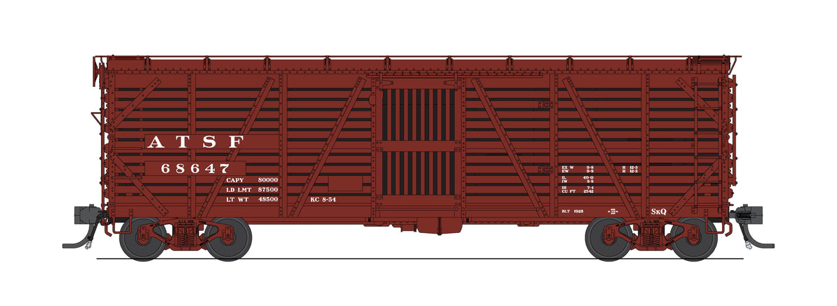 10691 40' Wood Stock Car, ATSF 68693, Hog Sounds, HO Scale