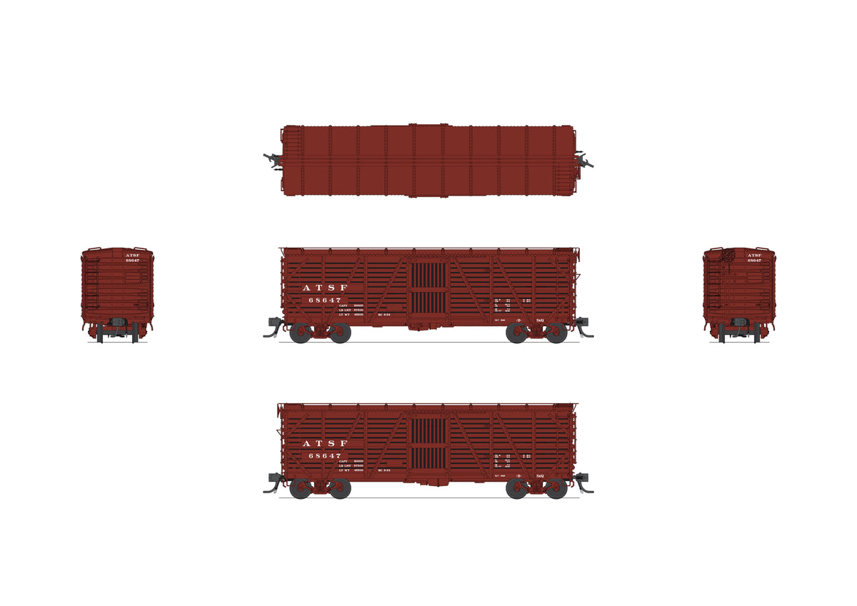 10690 40' Wood Stock Car, ATSF 68647, Cattle Sounds, HO Scale