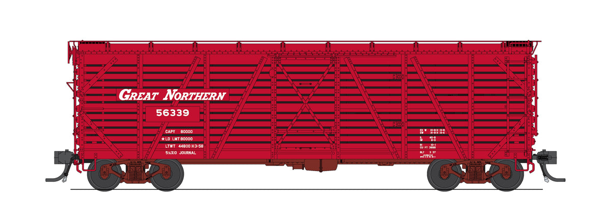 10722 40' Wood Stock Car, Great Northern 4-Pack, No-Sound, HO Scale (Road Nos. 56358, 56373, 56438, 56453)