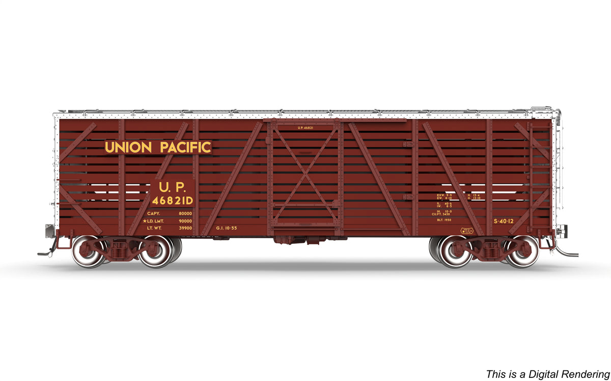10705 40' Wood Stock Car, UP 46827D, Hog Sounds, HO Scale