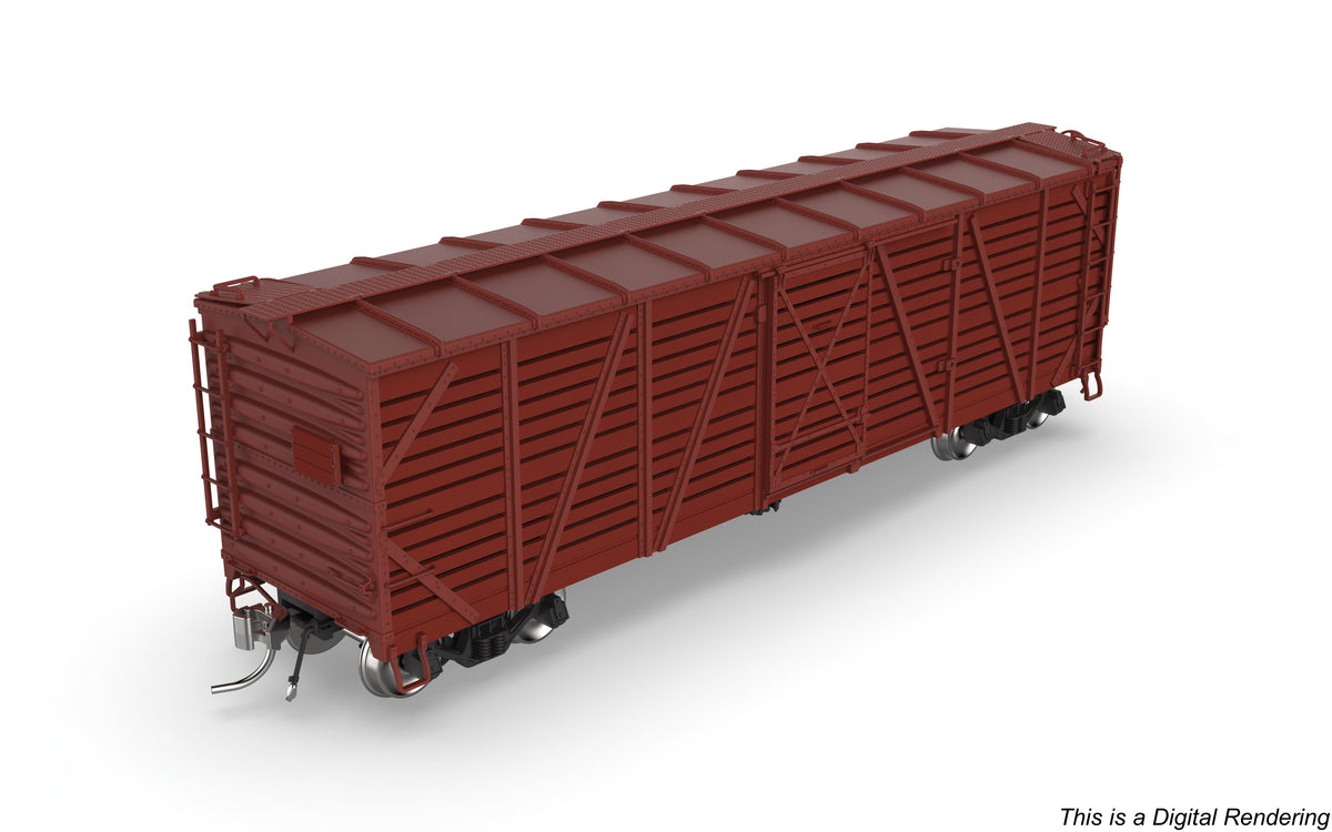 10706 40' Wood Stock Car, Unlettered, Oxide Red, Cattle Sounds, HO Scale