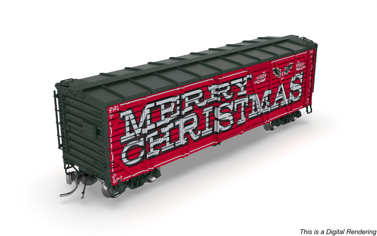 10729 40' Wood Stock Car, Holidays 4-Pack, No-Sound, HO Scale (1 each: Independence Day, Halloween, Merry Christmas, Happy Holidays)