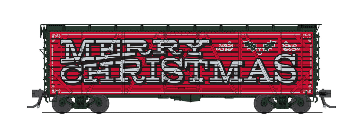 10729 40' Wood Stock Car, Holidays 4-Pack, No-Sound, HO Scale (1 each: Independence Day, Halloween, Merry Christmas, Happy Holidays)
