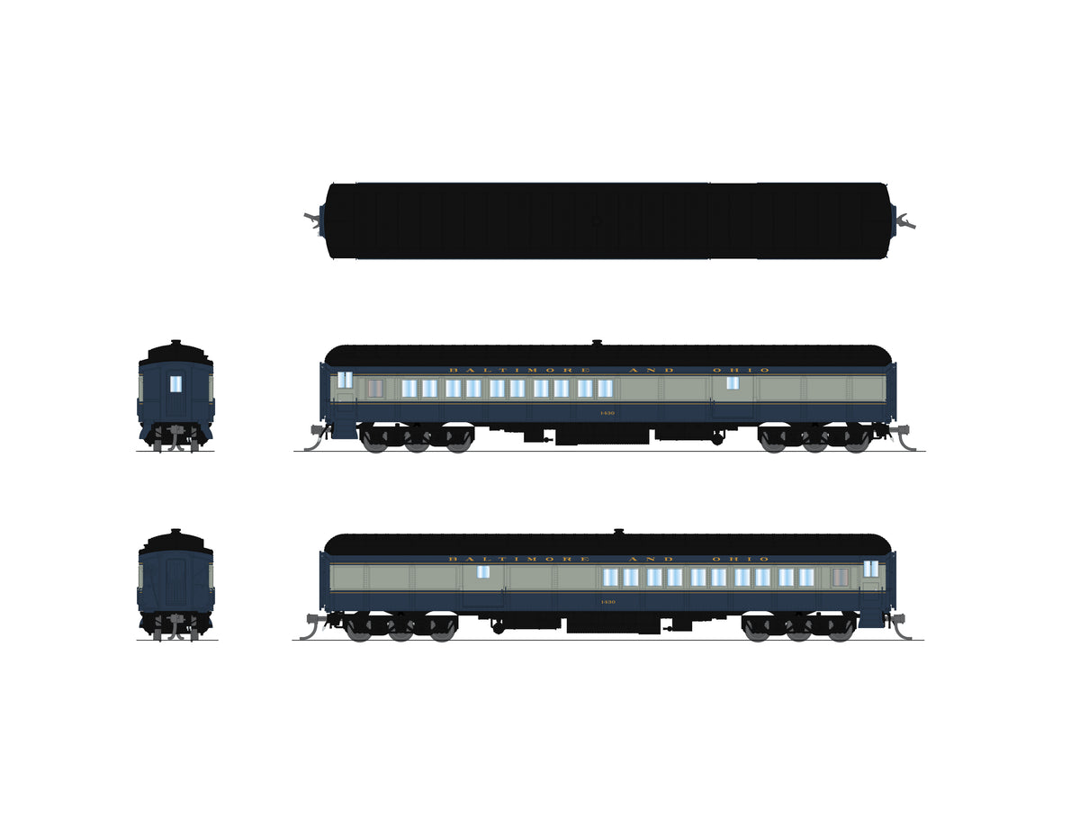 10792 B&O Coach-Baggage Combine, #1430, Blue/Gray/Imitation Gold, N Scale