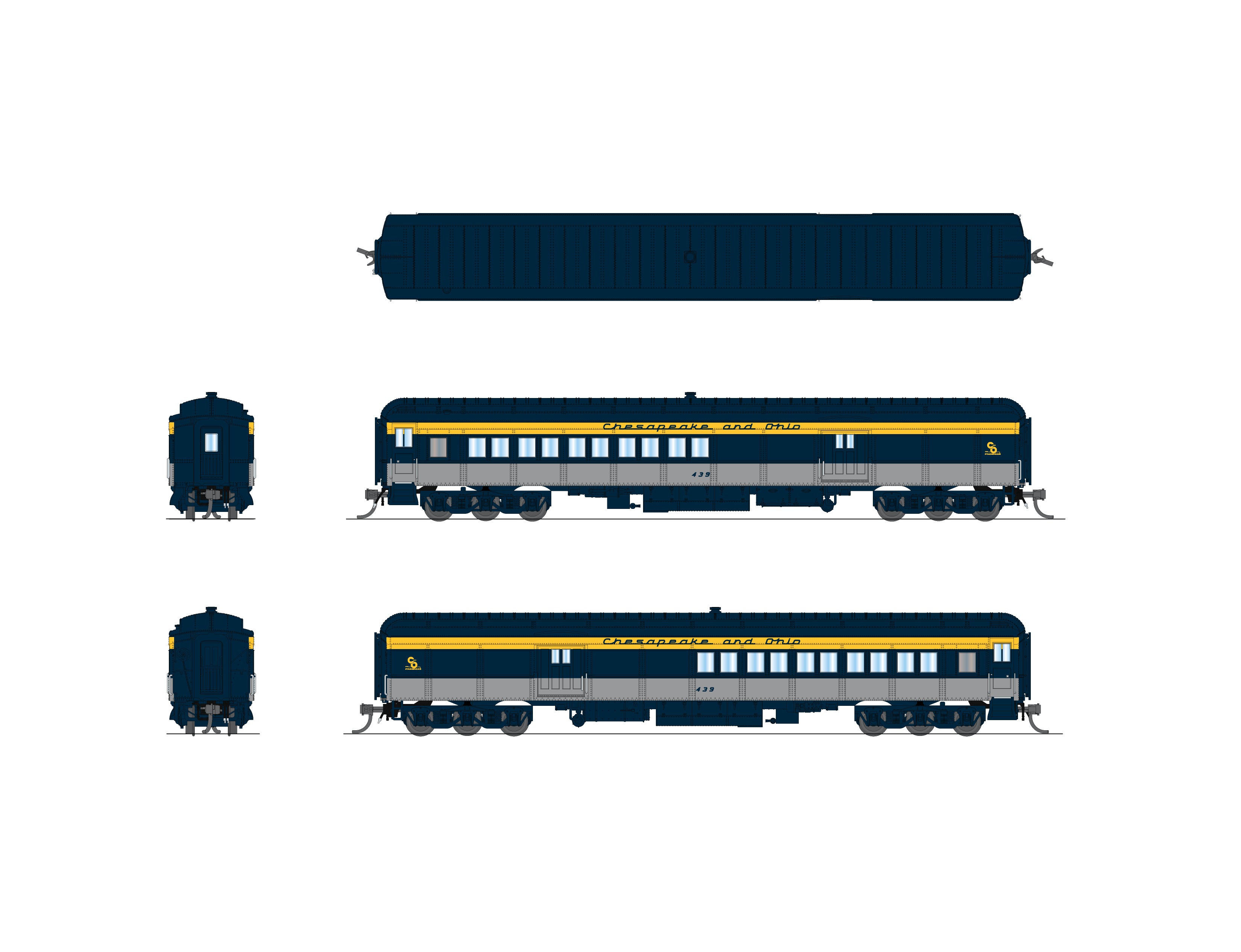10794 C&O Coach-Baggage Combine, #439, Tri-Color Paint, N Scale