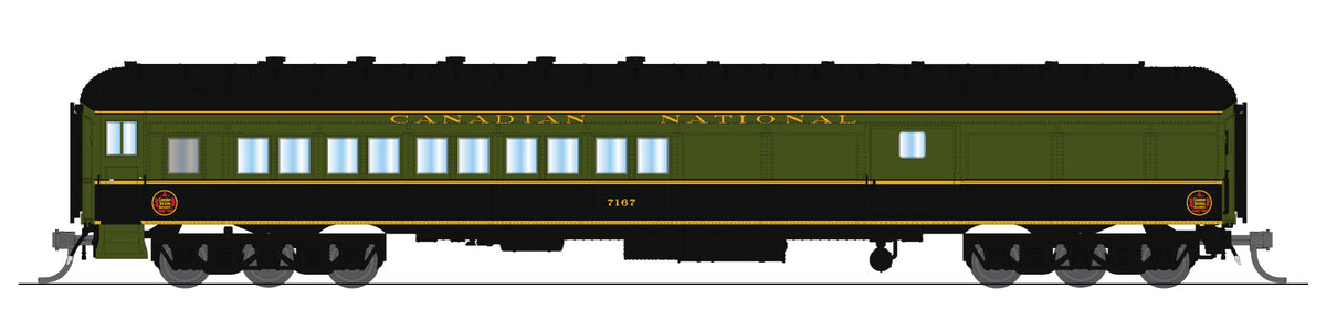 10797 CN Coach-Baggage Combine, #7167, Green/Black/Yellow, N Scale