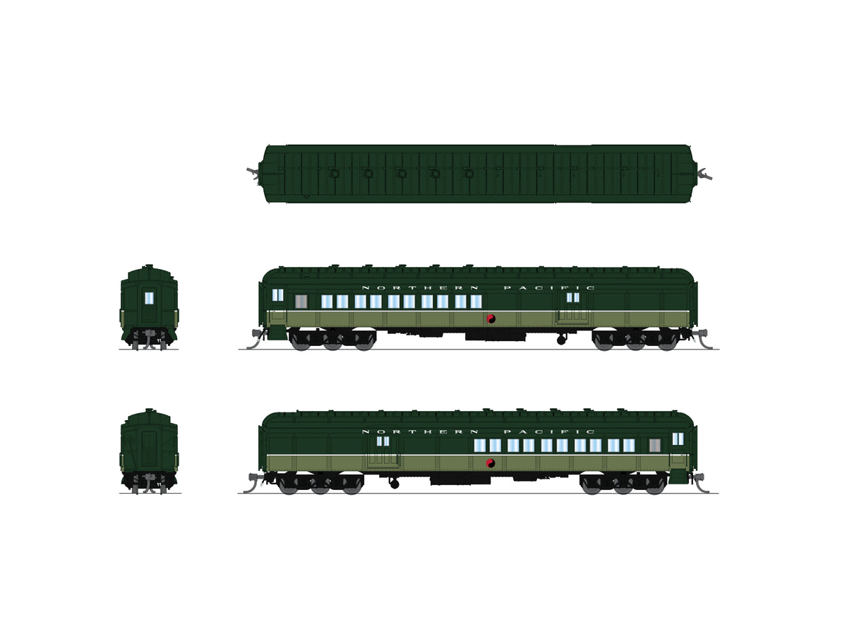 10800 NP Coach-Baggage Combine, #1195, Loewy Two-Tone Green, N Scale
