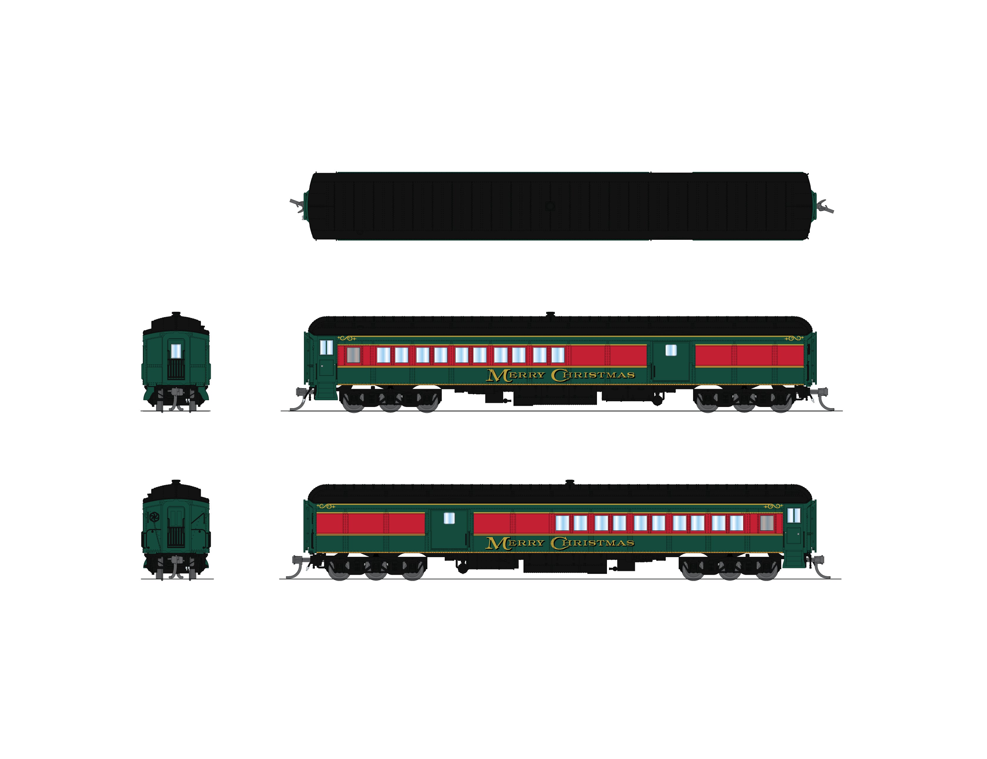 10801 Coach-Baggage Combine, Christmas Holiday Scheme, N Scale