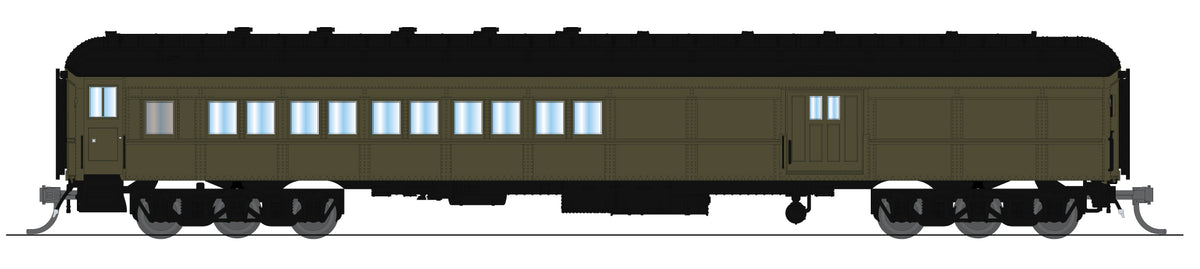 10802 Coach-Baggage Combine, Unlettered, Pullman Green, N Scale